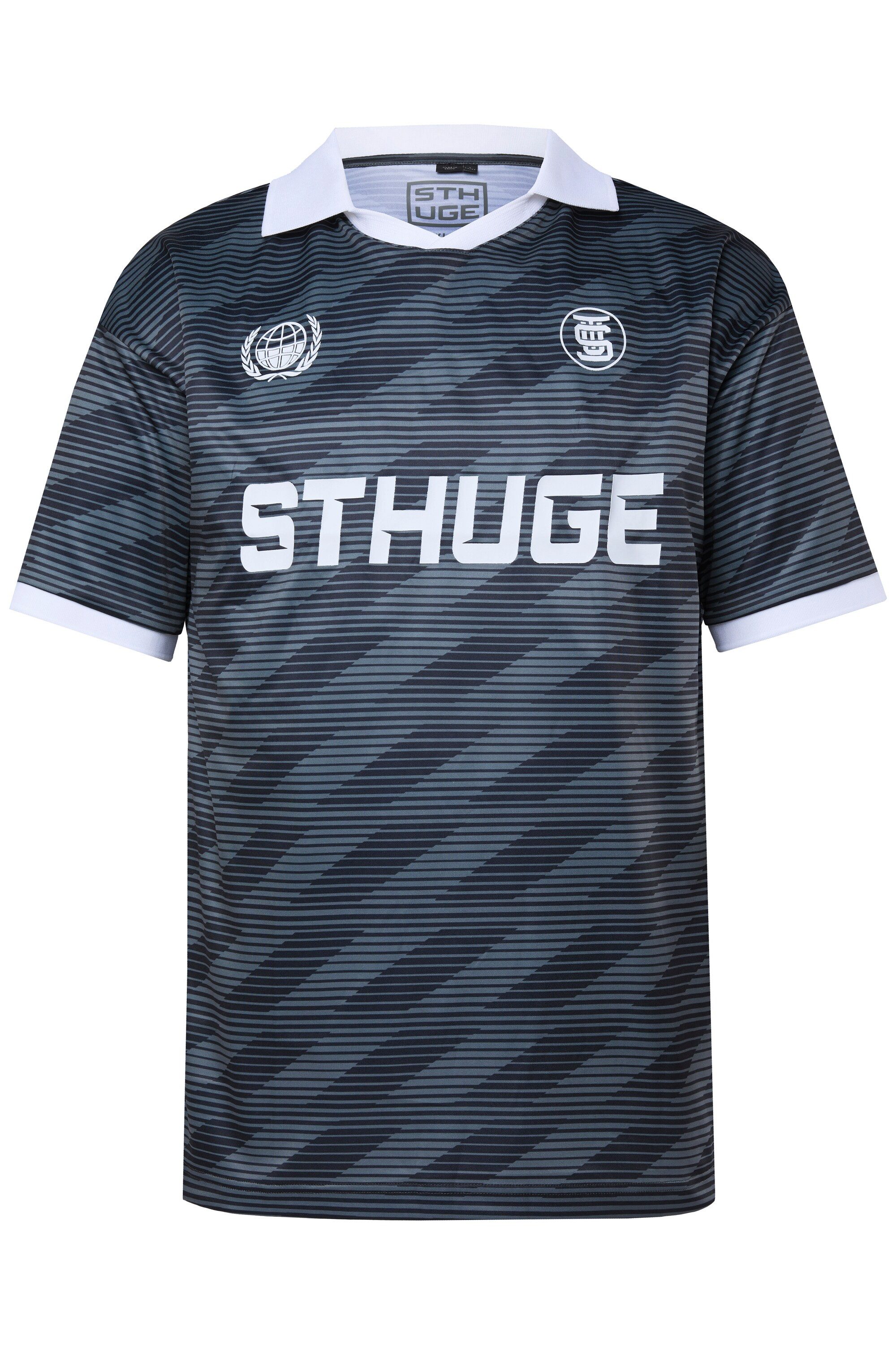 STHUGE Poloshirt Poloshirt Halbarm oversized Leicht-Jersey Muster
