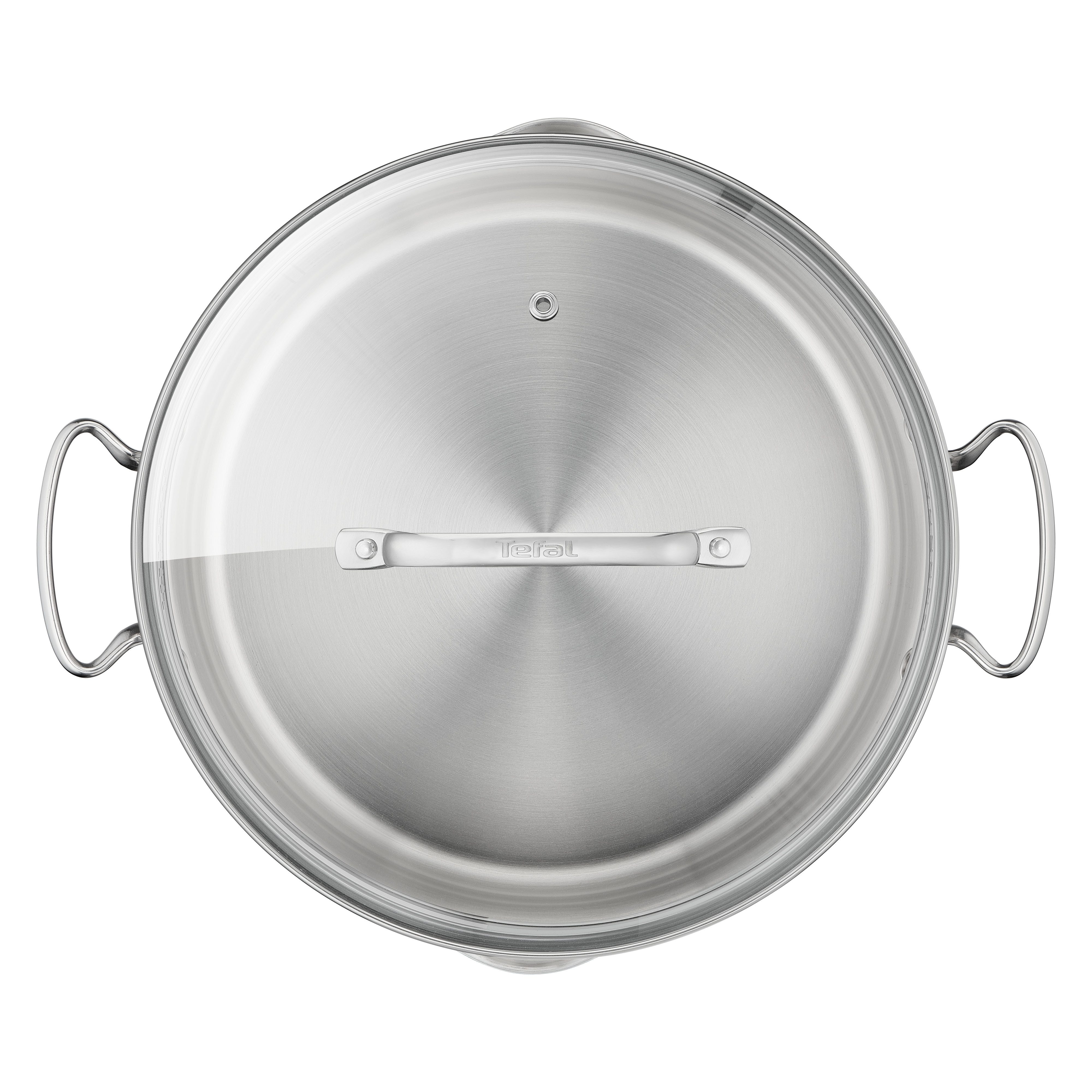 Tefal Topf-Set Duetto+, Kochtopf Set mit Glasdeckel, Edelstahl (Set, 10-tlg., Stieltopf 16 cm, Schmortöpfe 18/20/24 cm, Suppentopf 22 cm), Abgießdeckel, integrierte Messskala, induktionsgeeignet, rostfrei