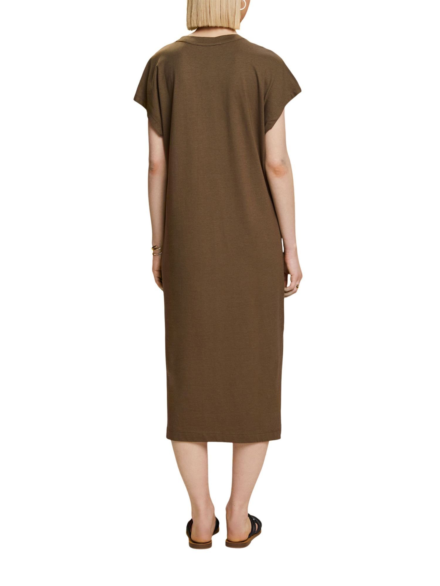 Midi-Kleid Jersey Esprit Midikleid aus GREEN KHAKI