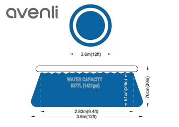 Avenli Quick-Up Pool Prompt Set Pool Ø 360 x 76 cm (Aufstellpool mit aufblasbarem Ring), Swimmingpool auch als Ersatzpool geeignet