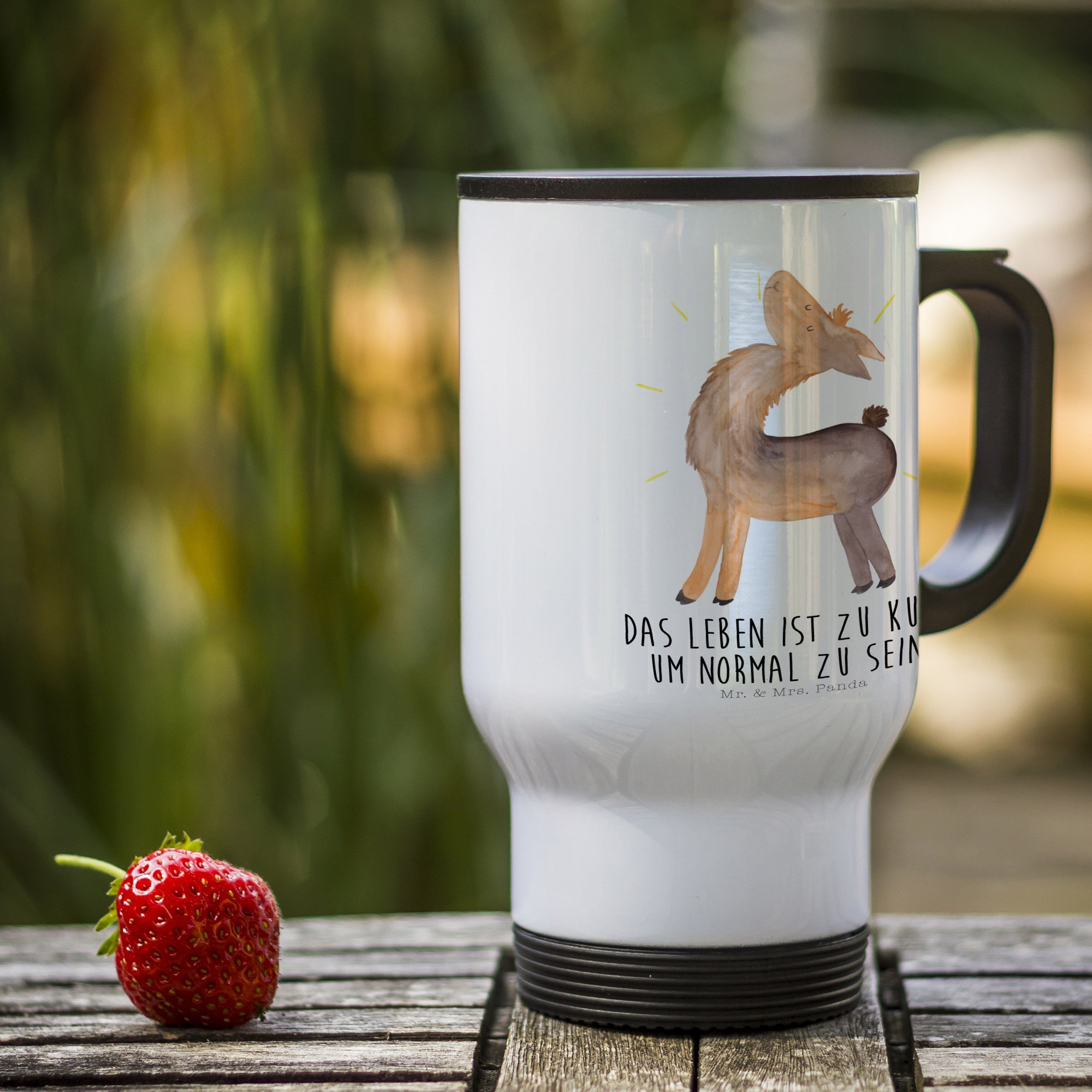 Familie, stolz Edelstahl Mr. To Mrs. mit Weiß Lama - Deckel, Geschenk, Thermobecher Go Tasse Panda Becher, & -