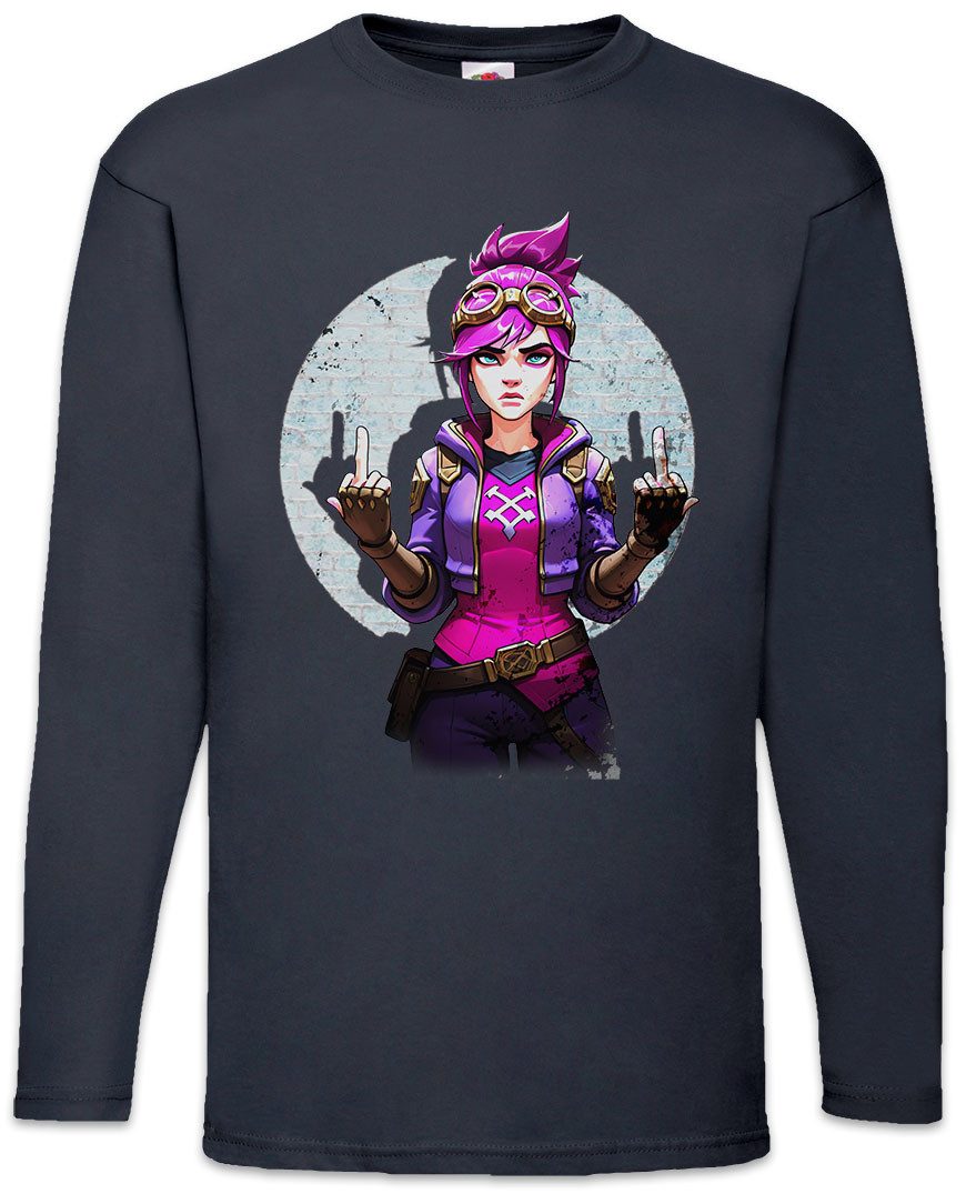 Langarmshirt Cyber Violet Girl Langarm T-Shirt Arcane Legends Anime Punk Tattoo