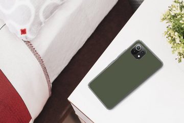 MuchoWow Handyhülle Grün - Einfarbig - Olivgrün, Phone Case, Handyhülle Xiaomi Mi 11 Lite, Silikon, Schutzhülle