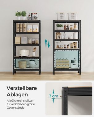 SONGMICS Standregal Küchenregale, Lagerregal, 5 Ablagen, 150 x 75 x 30 cm, verstellbare Ablagen