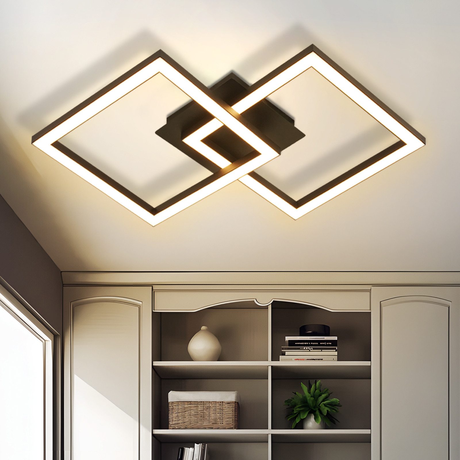 Nettlife LED Deckenleuchte Schwarz Eckig Modern 3000K 24W Geometrisch Decke günstig online kaufen