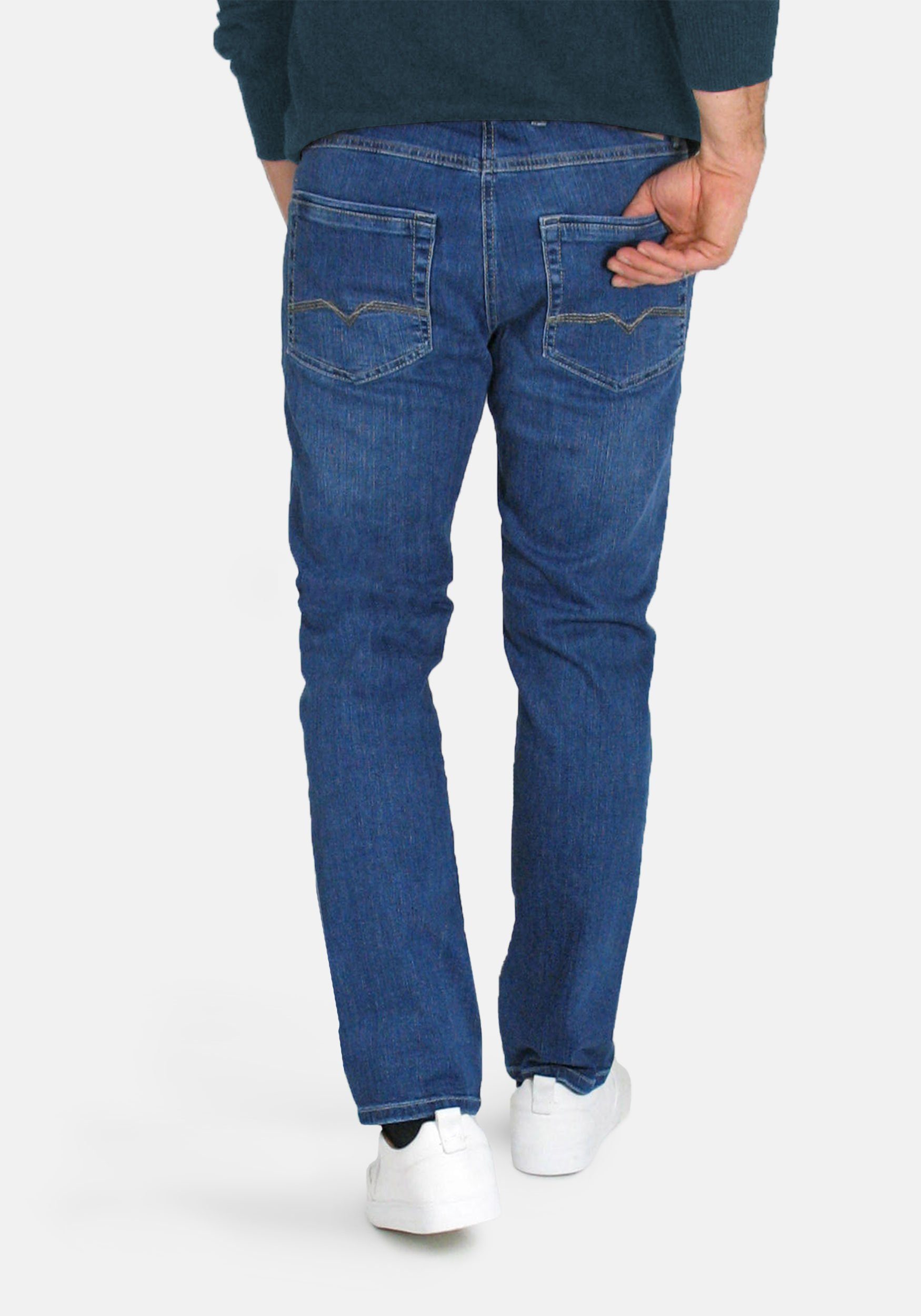 Blue MAC Authentic 5-Pocket-Jeans H547 Arne Pipe Used Stretch-Denim