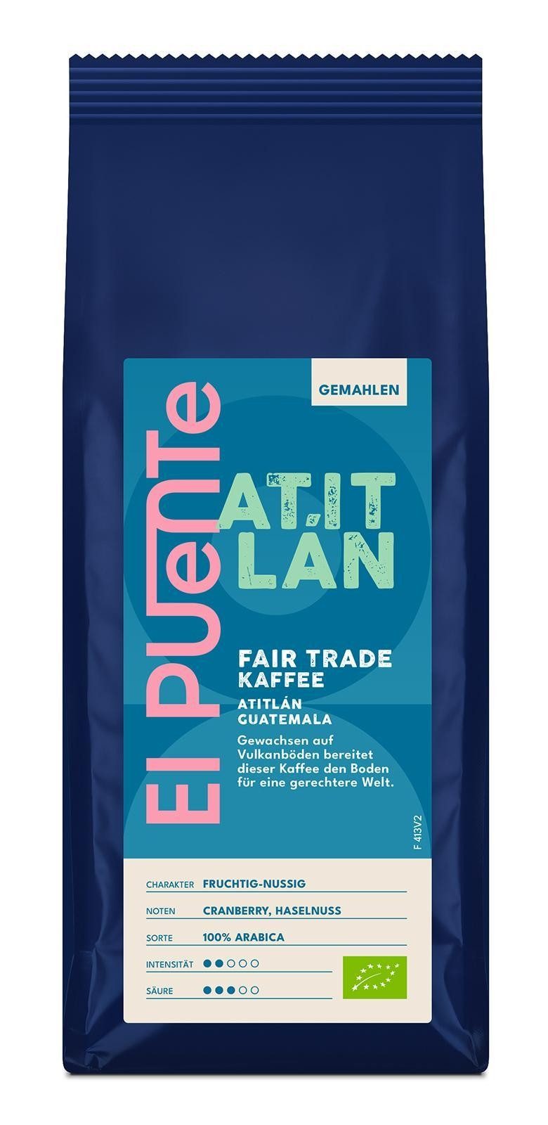 El Puente Kaffee Atitlan - Bio-Kaffee gemahlen 250 g, Fair Trade, Vegan, Bio, Handmade