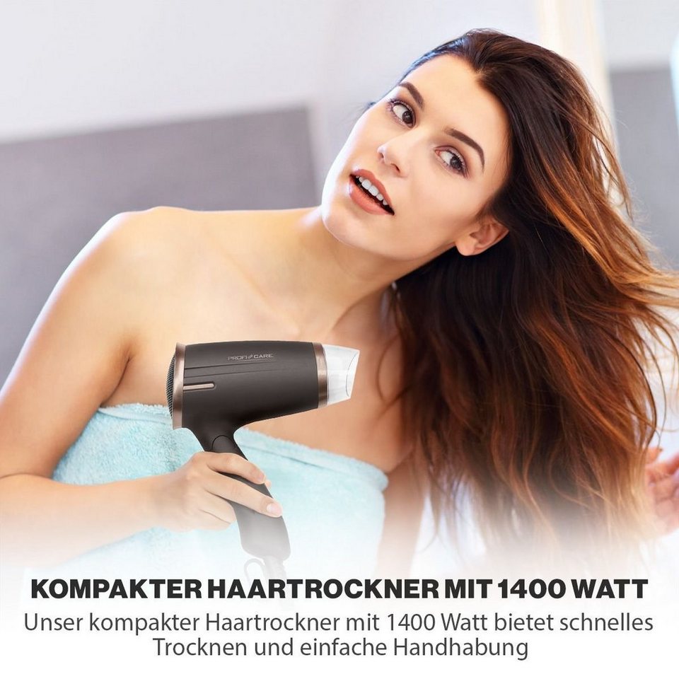 ProfiCare Haartrockner PC-HT 3009, 1400 W, kompakter Haartrockner mit 1400  Watt
