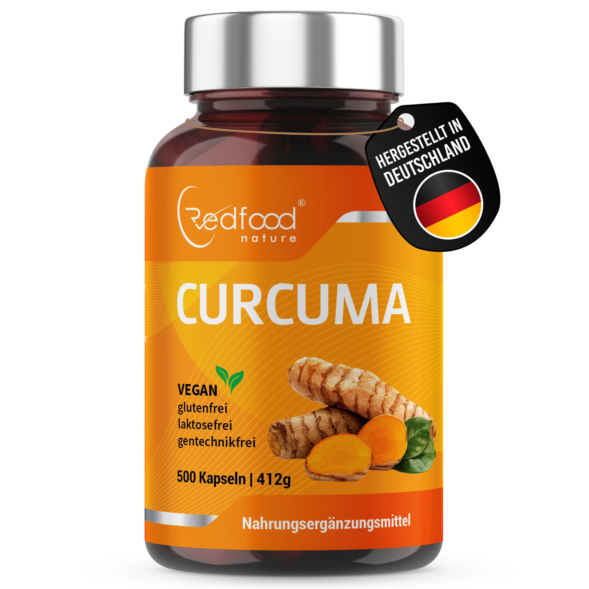 Redfood Bio Kurkuma Kapseln Kapseln, 1 er 500 St., 412 g