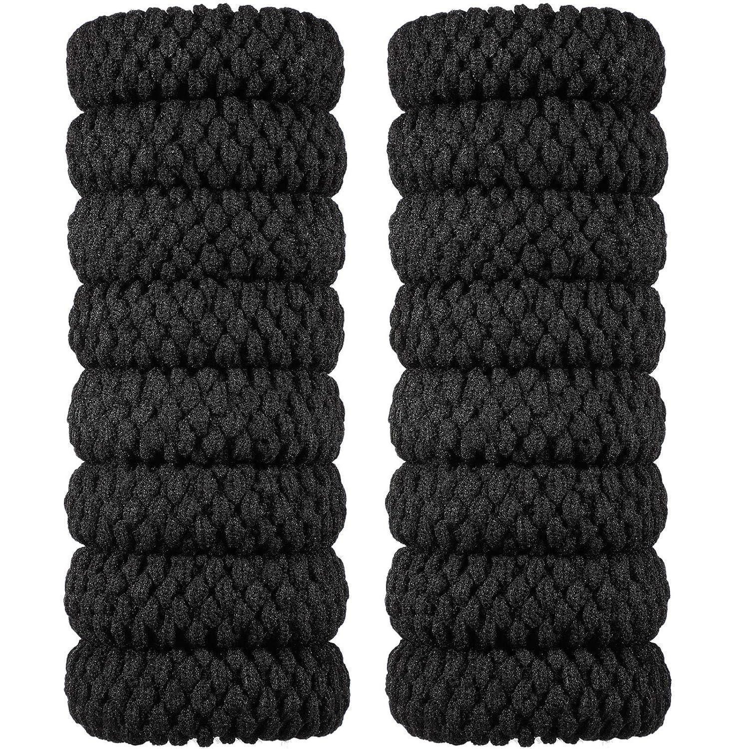LuxusKollektion Haargummi 16er Set Schwarze Nahtlose Dickes Baumwolle Haargummi Rutschfeste