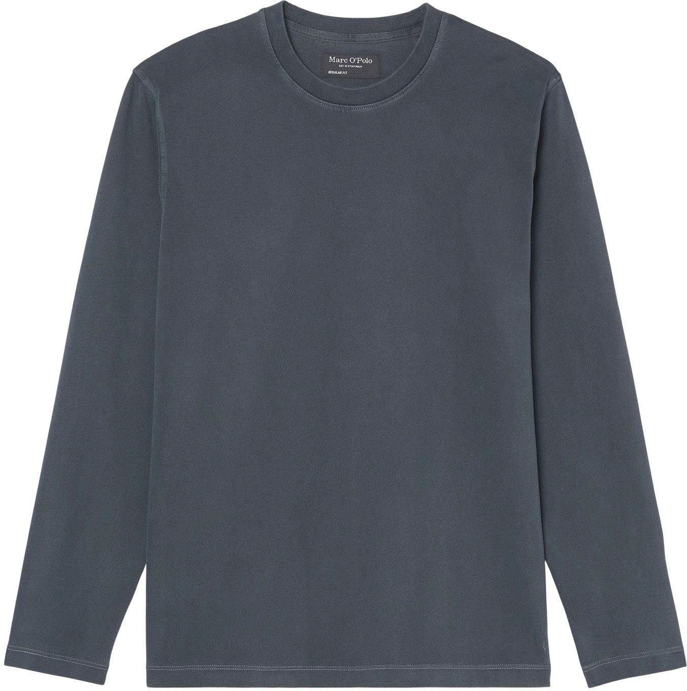 Marc O'Polo Langarmshirt T-shirt, long sleeve, crew neck, embroidery dark navy