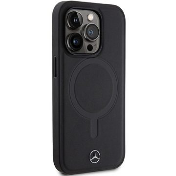 Mercedes Handyhülle Cover Case iPhone 14 Pro MagSafe kompatibel Echtleder schwarz 6,1 Zoll, Kantenschutz