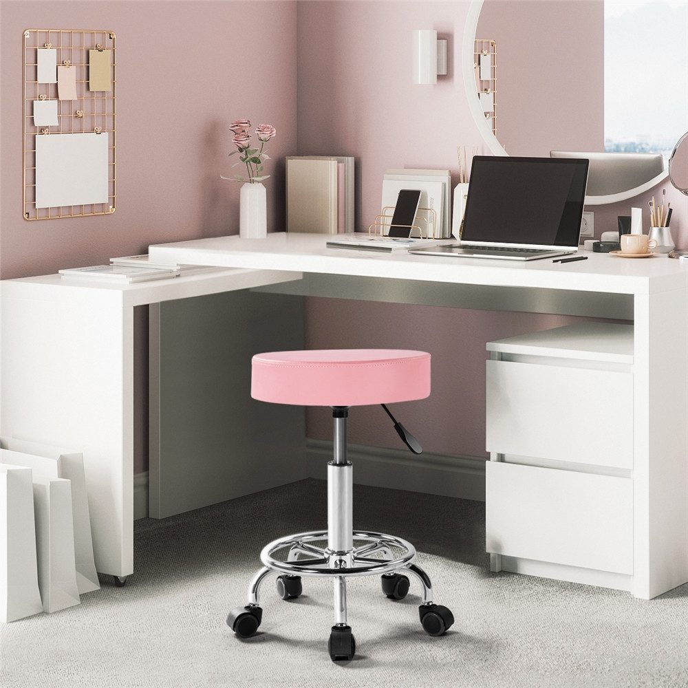 Yaheetech Drehhocker Barhocker Höhenverstellbarer Barstuhl mit Rollen, 50,5 cm – 65 cm H Arbeitshocker mit Drehbarer Sitzfläche