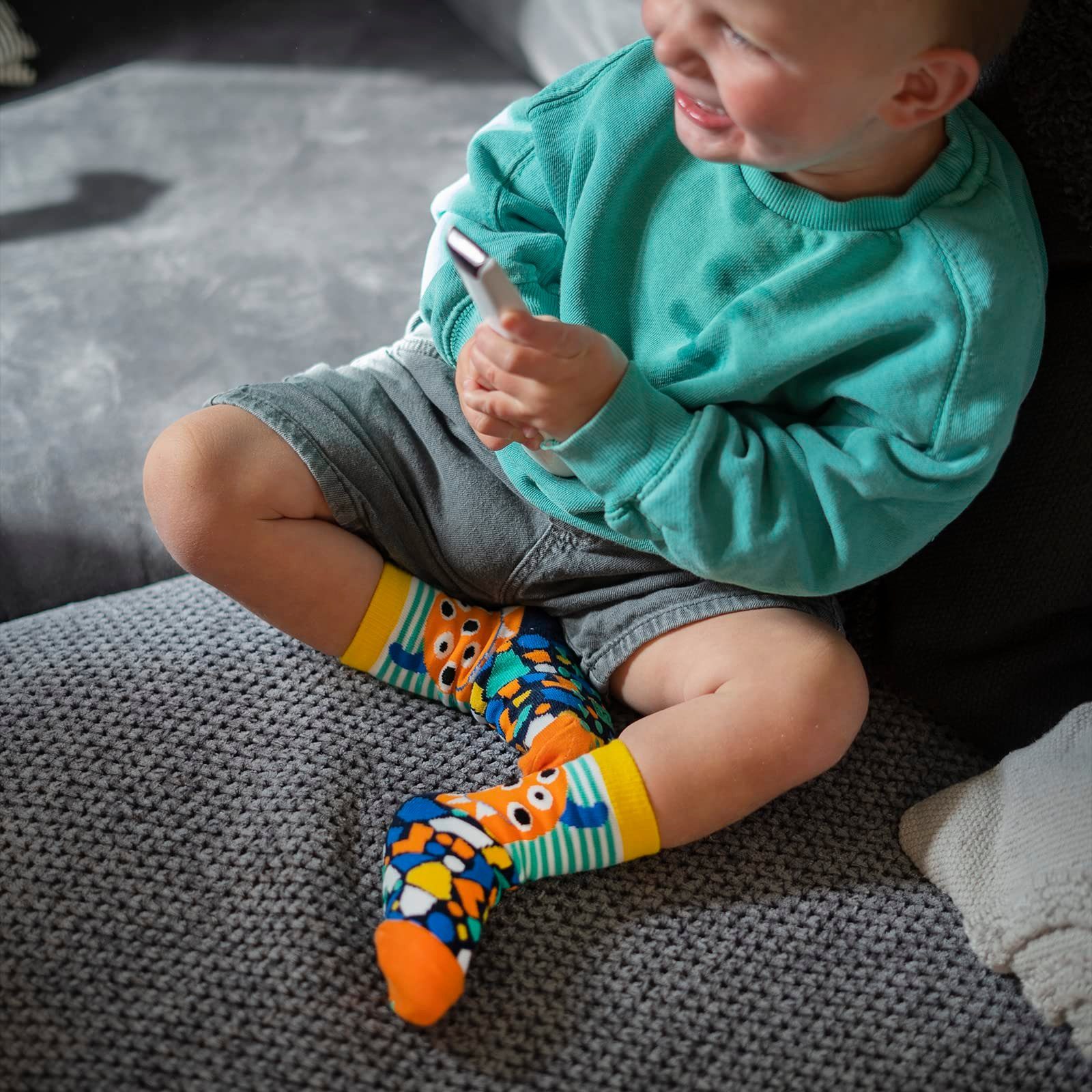 Soxo Größen Bunte Stoppersocken 2 Kinder ABS-Socken Antirutschsocken (Packung, Set) 3-Paar, Junge Außerirdische Geschenk Baby