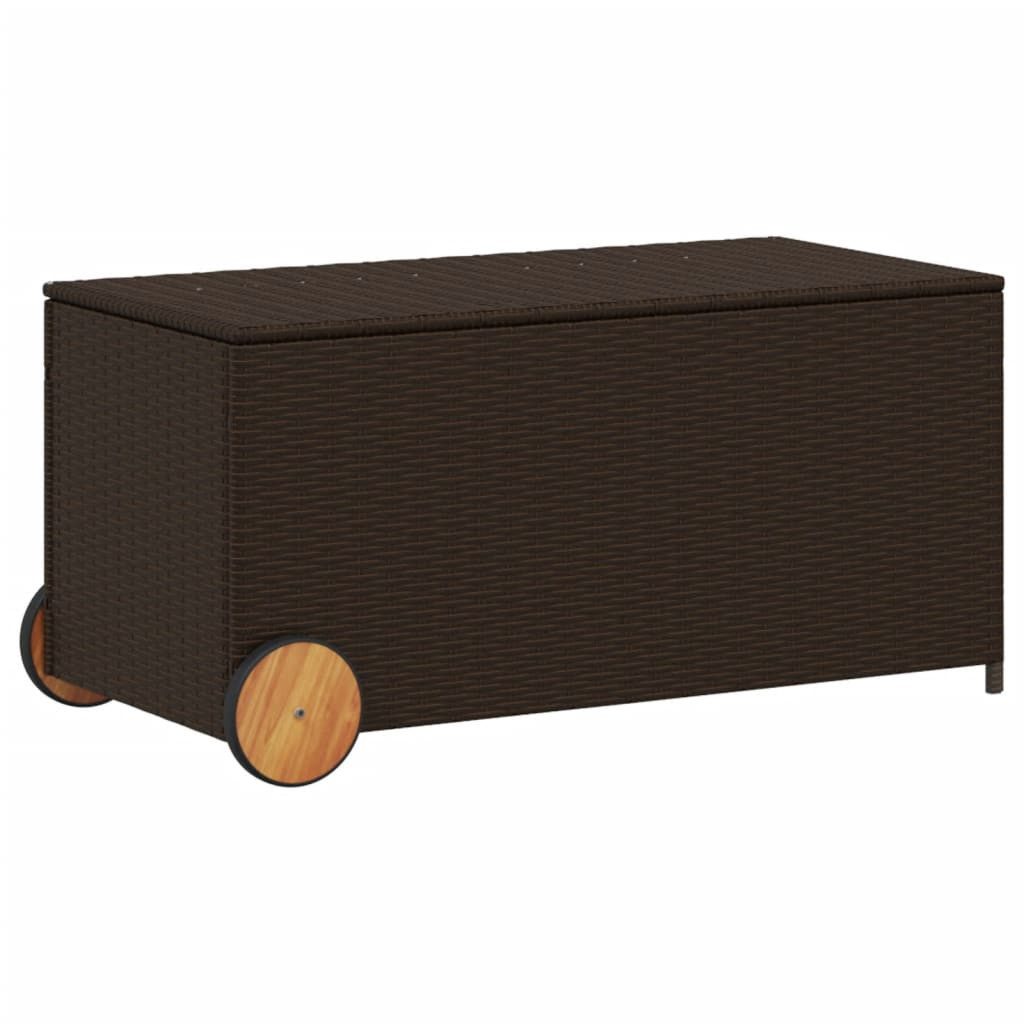 furnicato Gartenbox Gartentruhe mit Rollen Braun 190L Poly Rattan (1 St)