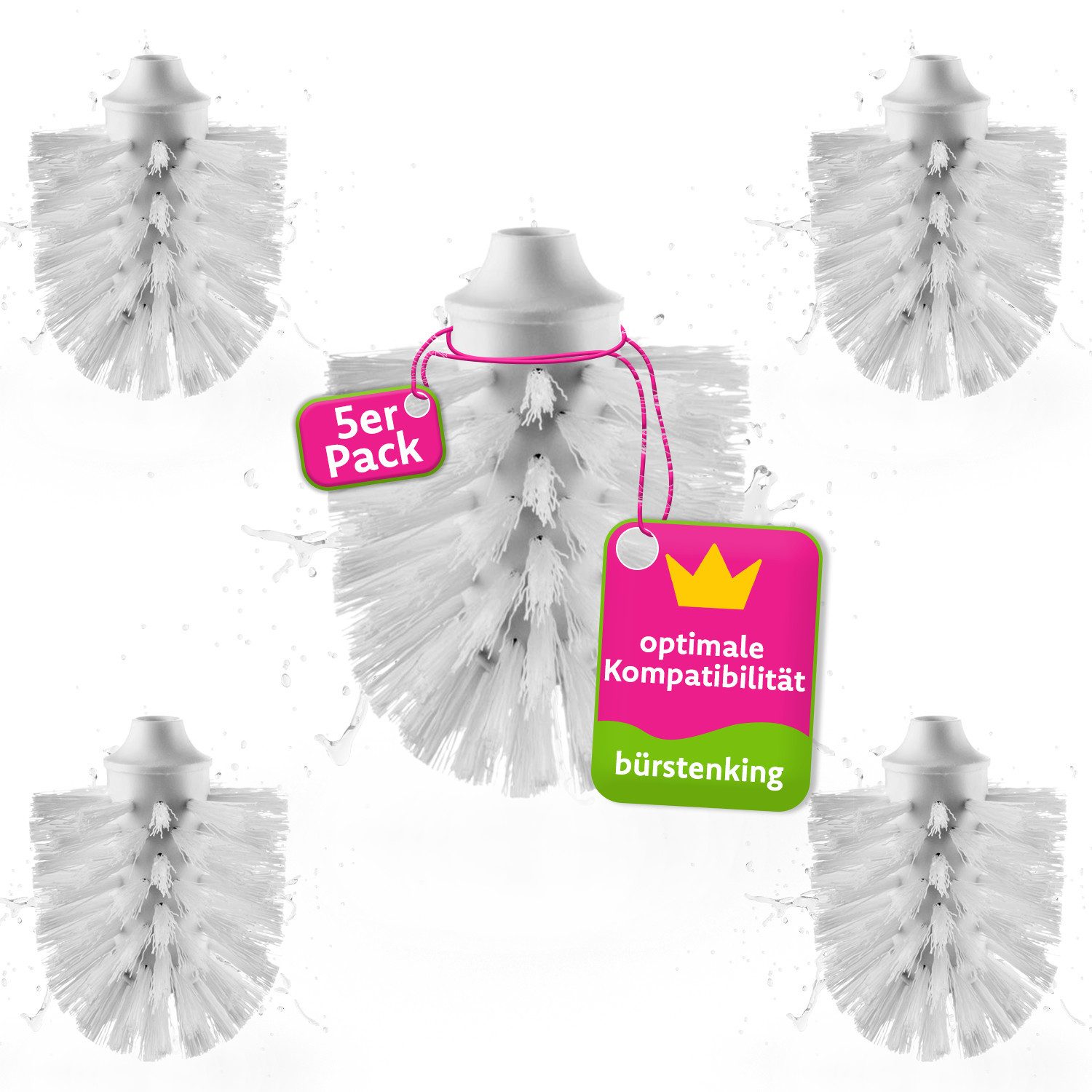 Bürstenking WC-Reinigungsbürste Ersatzbürstenkopf WC-Bürste Ø 60–85 mm – M12-Innengewinde Weiß/Schwarz, M12 Innengewinde