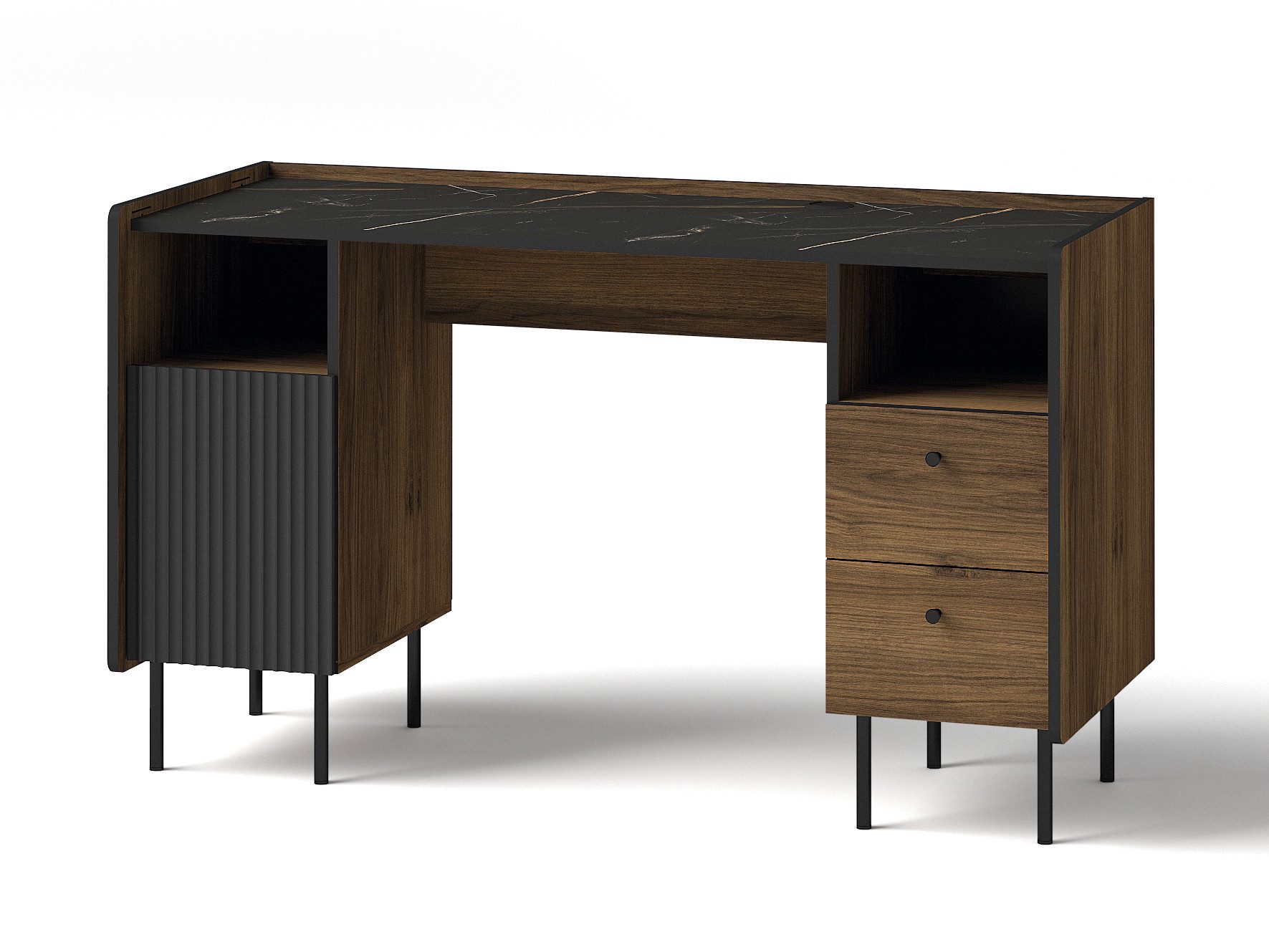 Beautysofa Schreibtisch PIANO mit 1 Tür & 2 Schubladen (mit 1 Einlegeboden, im modernen Stil), Breite: 135 cm