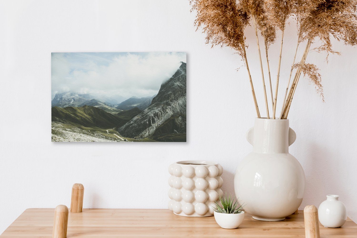 Leinwandbilder, (1 St), 30x20 Aufhängefertig, OneMillionCanvasses® - Nebel, Wandbild cm - Italien Berg Wanddeko, Leinwandbild
