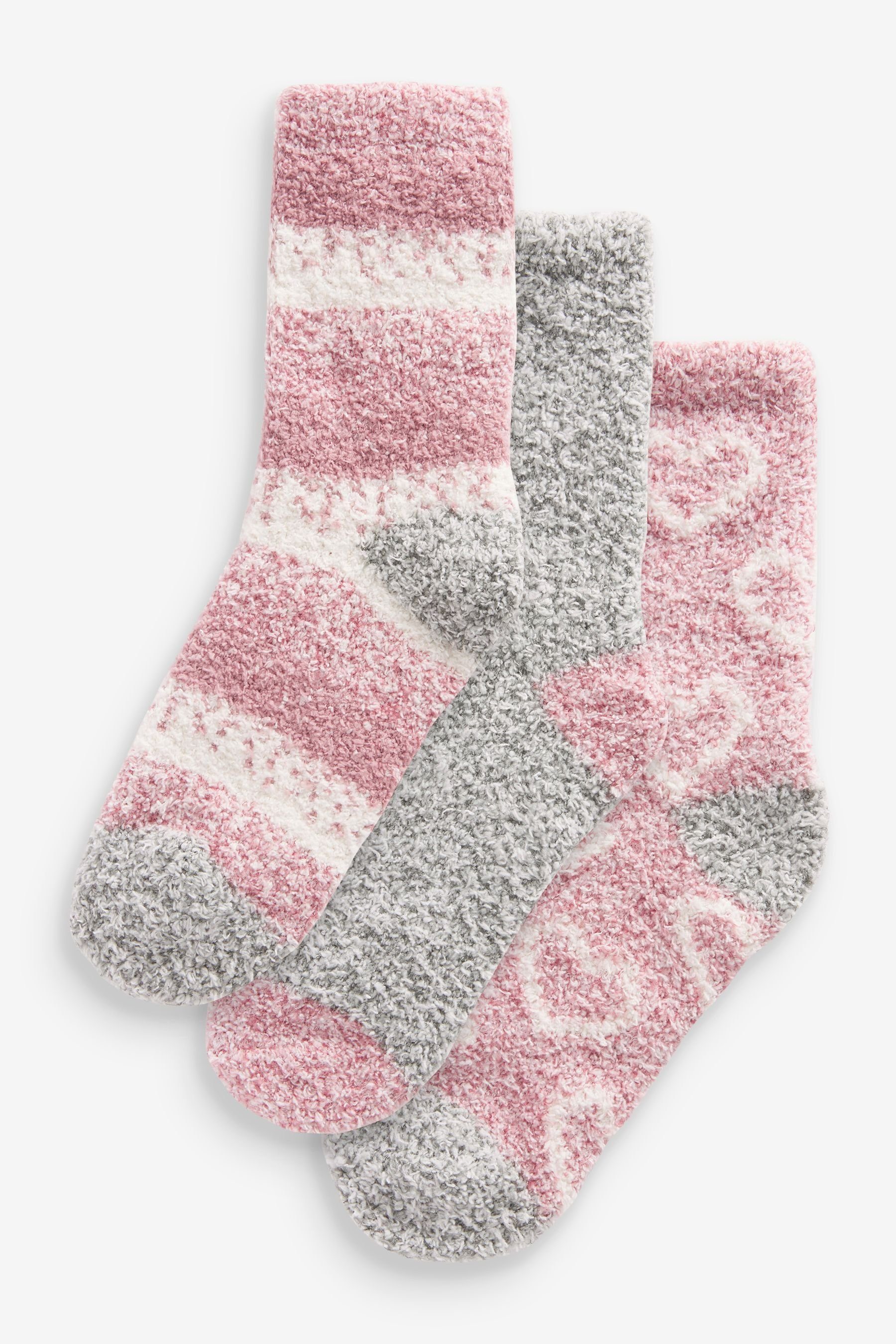 Next Socken, 4er-Pack Kuschelige Haussocken Pink/Grey (4-Paar)