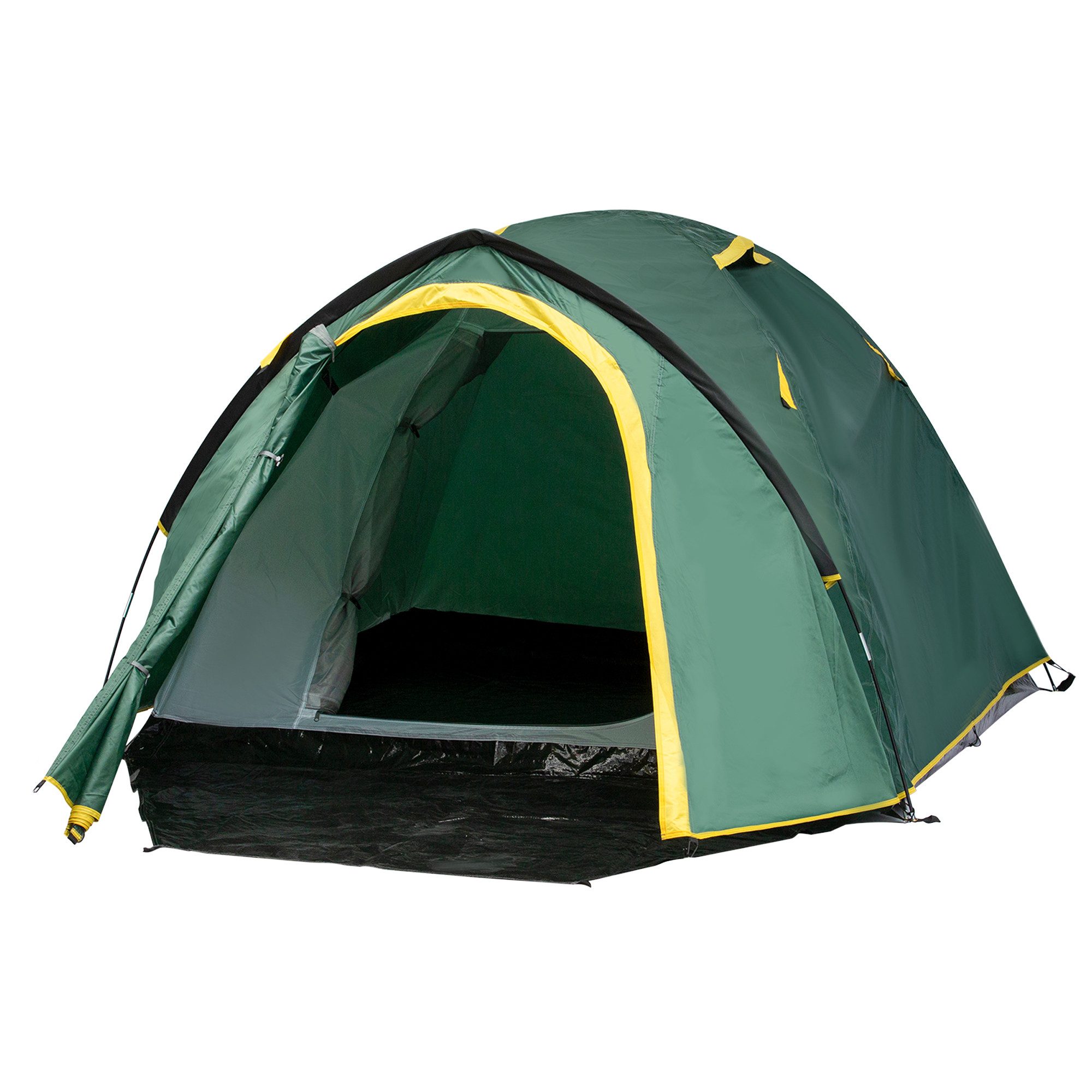Kuppelzelt 2-3 Personen 190T Glasfaser Polyester Grün+Gelb