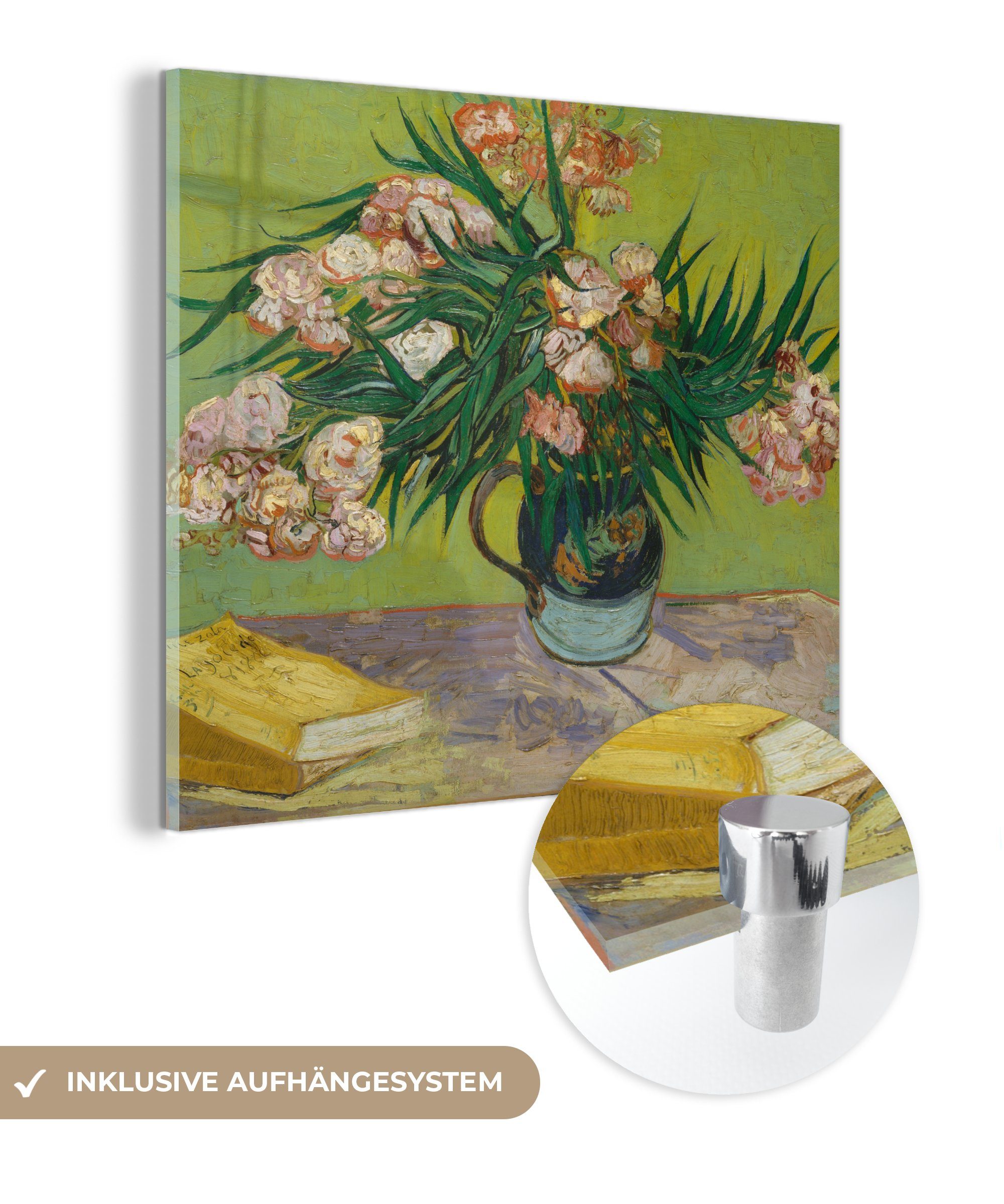 MuchoWow Acrylglasbild Der Oleander - Gemälde von Vincent van Gogh, (1 St), Glasbilder - Bilder auf Glas Wandbild - Foto auf Glas - Wanddekoration