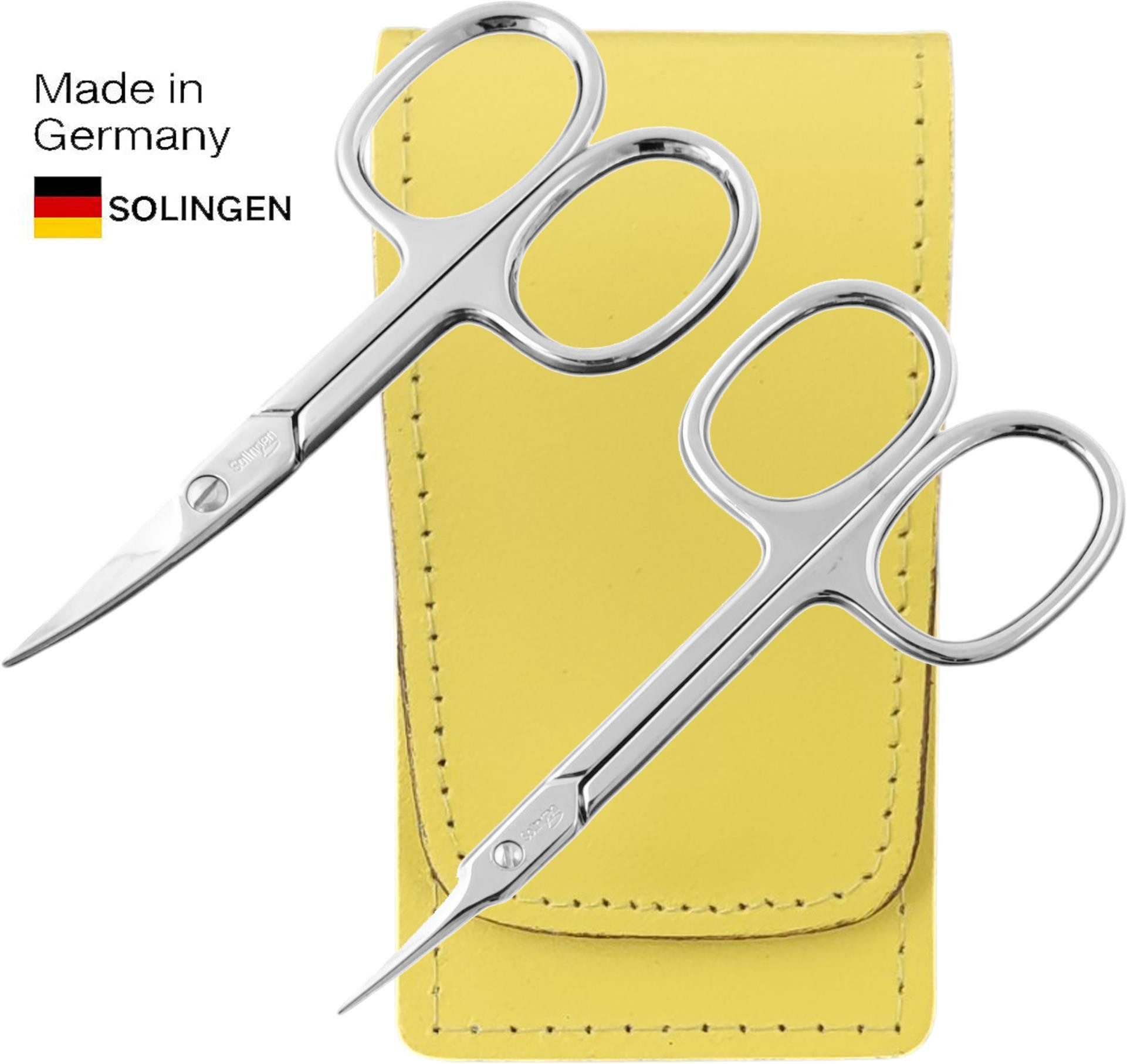 EloModa Maniküre-Kosmetik-Etui Solingen Nagelscheren Set mit Turmspitz-Schere & Echtleder Etui Made, 2 tlg., Nagelschere und Turmspitz-Schere