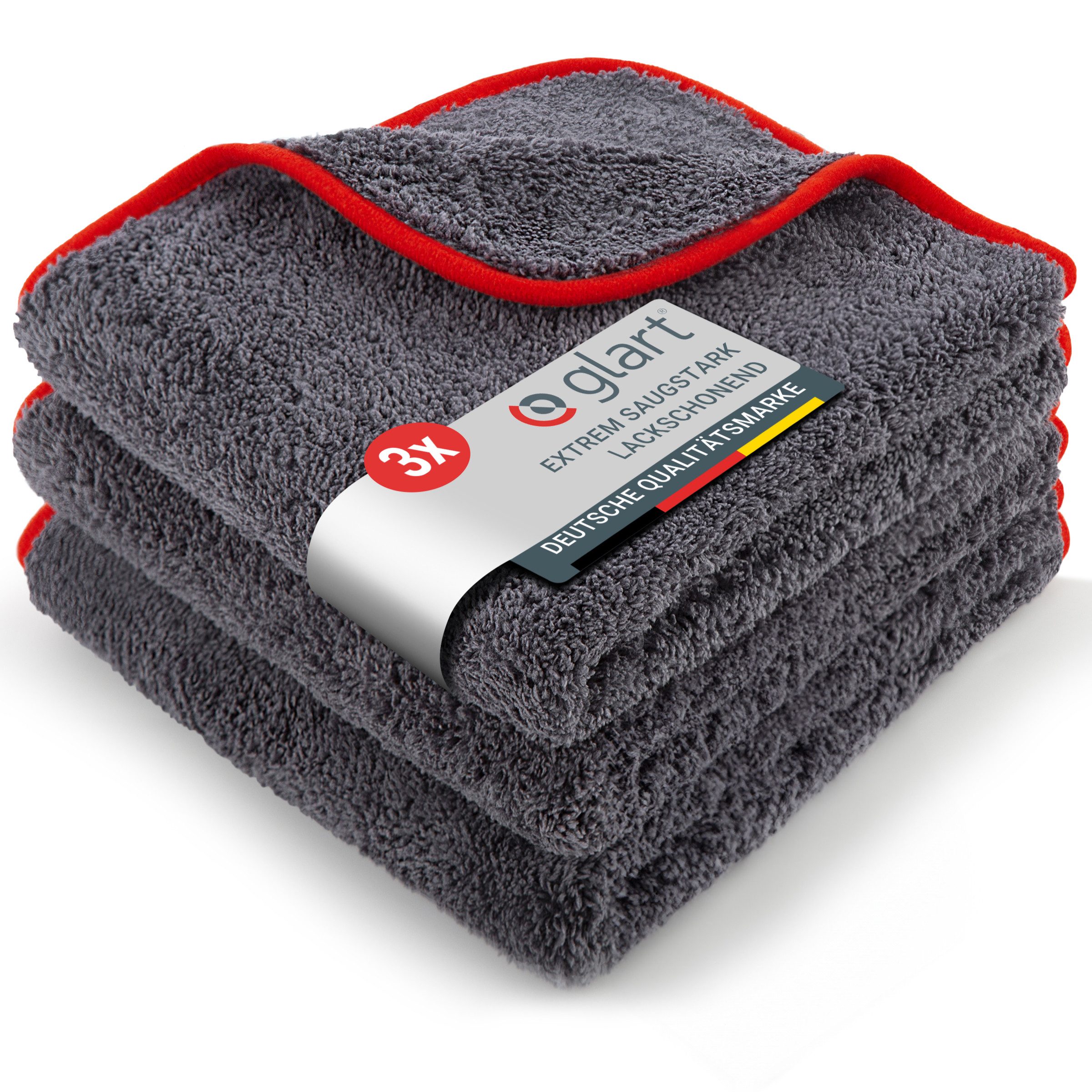 Glart 443TP 3 St. Mikrofasertücher Auto Autopflege Poliertücher 40x40 cm Mikrofasertuch (80% Polyester, 20% Nylon, 40x40 cm)