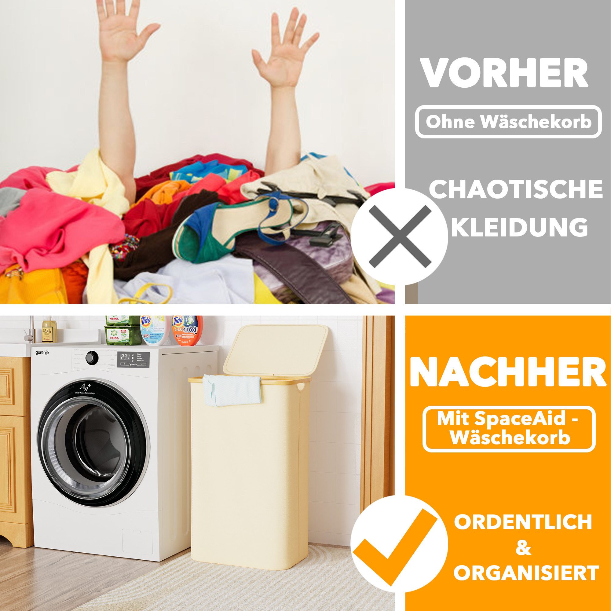 SpaceAid Wäschekorb mit Deckel günstig online kaufen