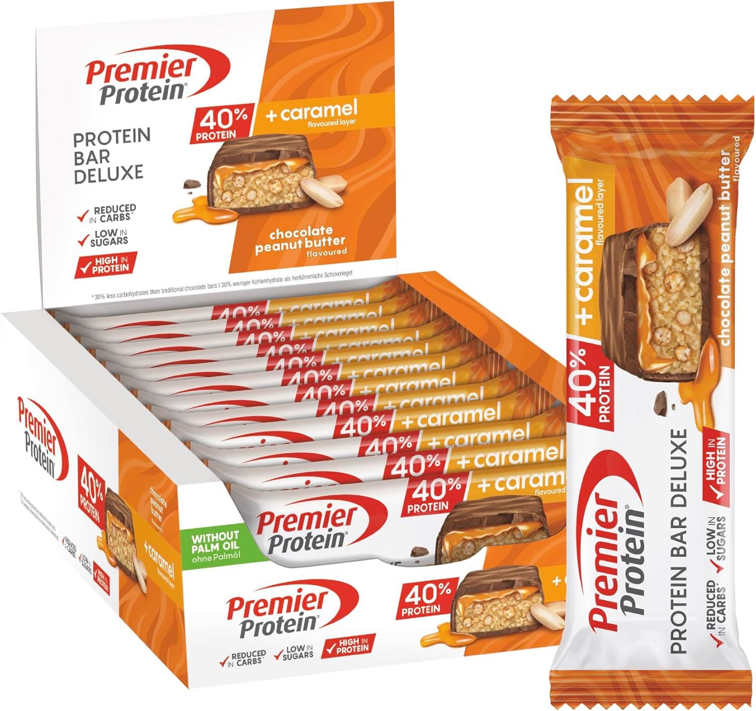 Premier Protein 12x50g Eiweißriegel Bar Deluxe 40% Riegel, 12 er 12 St., 600 g
