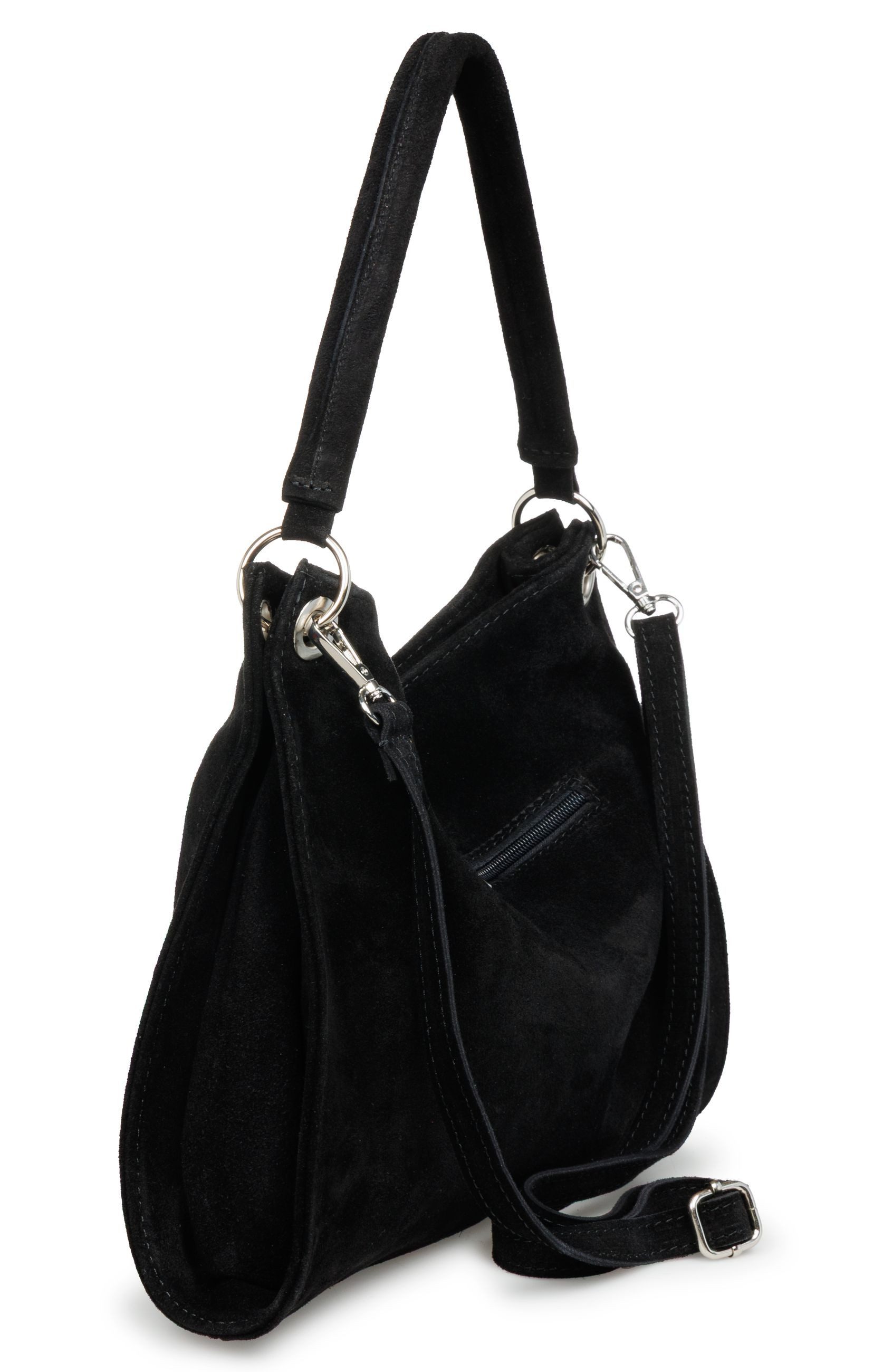 Caspar Schultertasche Damen Veloursleder Handtasche Klassisch - PREMIUM LINE - Modell No.838, 100% italienisches Leder, samtig weich, angenehmer Tragekomfort – Bild 5 von 5