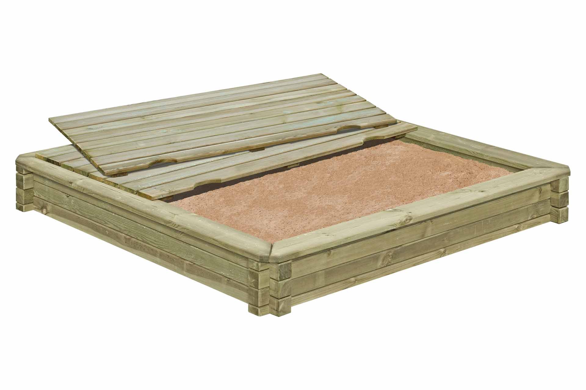 Gartenwelt Riegelsberger Sandkasten Premium mit Deckel für Kinder 180 cm aus Kiefer Kantholz 7x7 cm