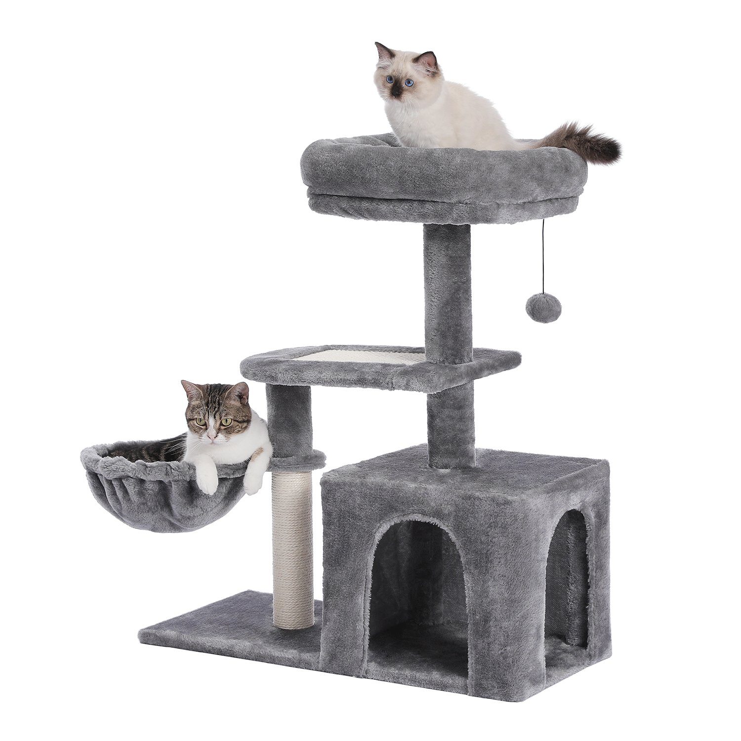 PAWZ Road Kratzbaum Kratzbaum,Plüsch-Katzenturm,Sisal-Kratzbaum für Kätzchen, für kleine Katzen, Hängematte