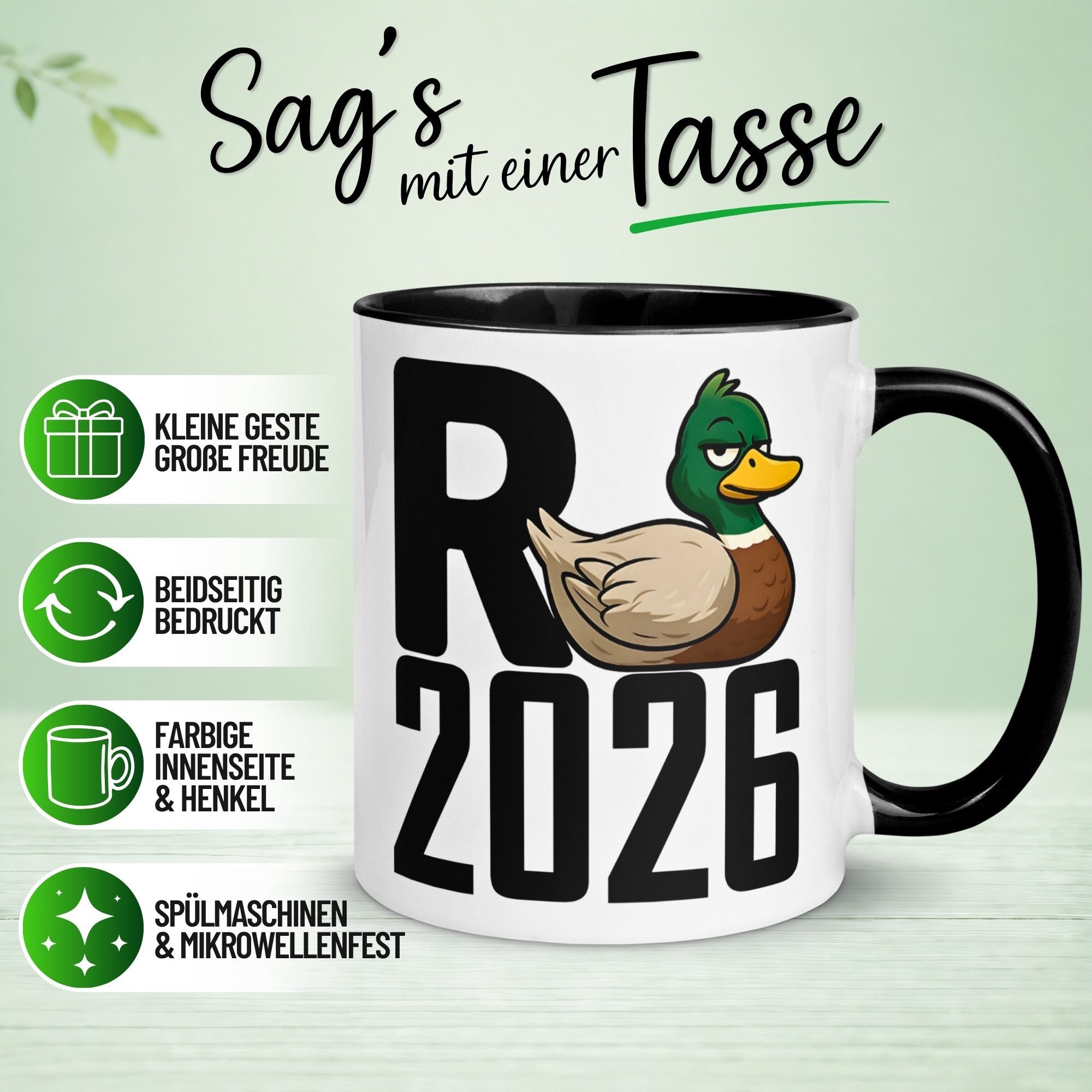 Momentals Tasse Rente – „R steht für Rente 2026“ – Renteneintritt Geschenk Mann Frau, Gratis Versand · Links-&Rechtshänder · Spülmaschinenfest