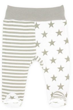 Makoma Schlupfhose Baby Strampelhose Hose mit Fuß für Jungen & Mädchen Eule Teddy (Set, 2-tlg., 2er-Pack) 100% Baumwolle