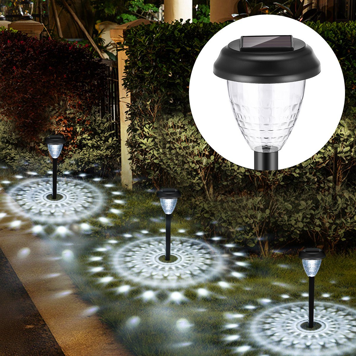 oyajia LED Solarleuchte 4/8 Stück Solar Gartenleuchte, IP44 Wasserdichte Solarlampe für Garten, Solarleuchte für Außen Fahrstraßen Sicherheits Lichter Garten Patio