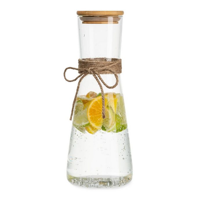 Klarstein Wasserkaraffe Glaskaraffe mit Bambusdeckel Borosilikatglas hitzebeständig (Packung)