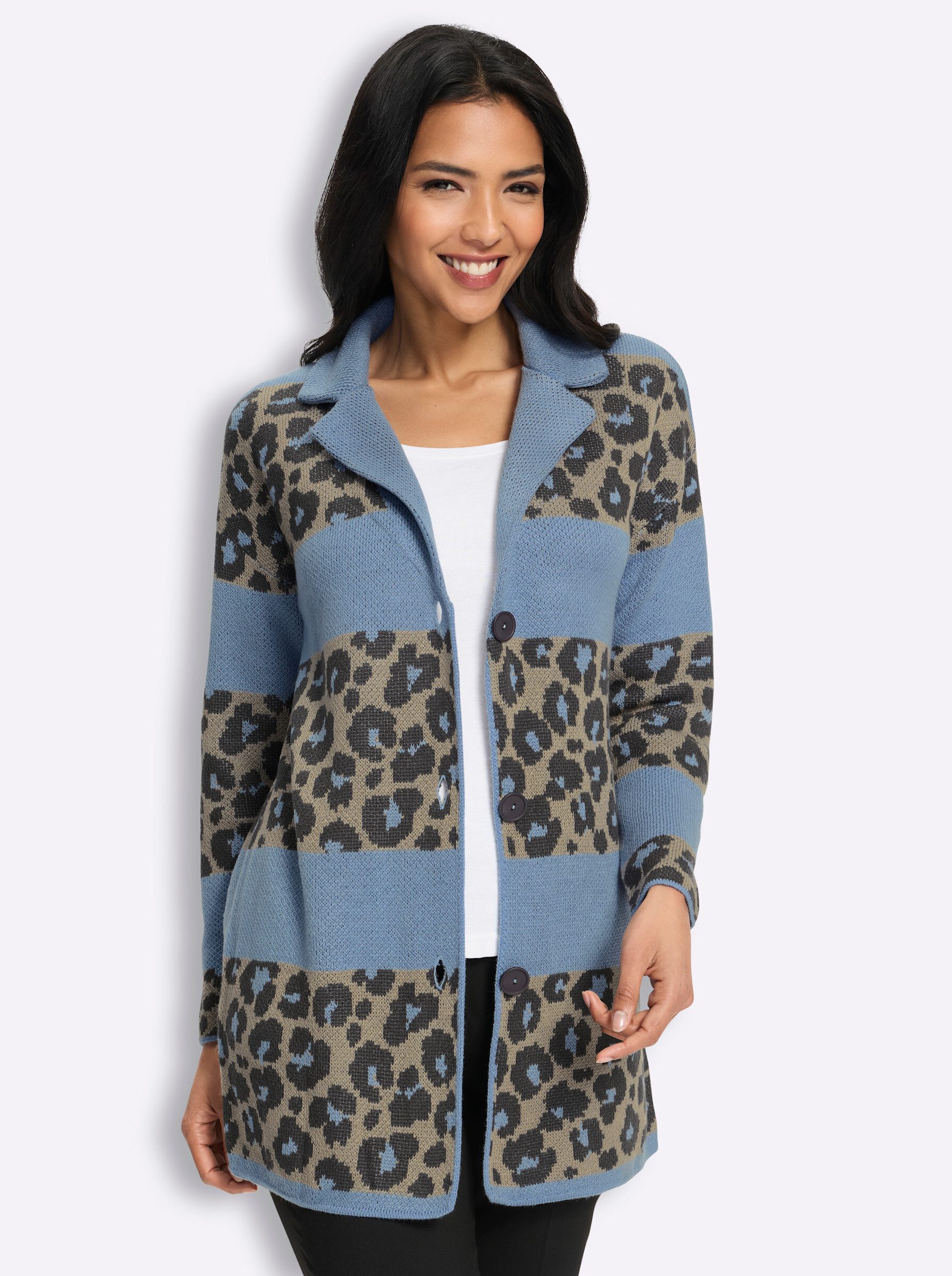 Sieh an! Strickjacke Jacquard-Strickjacke Langarm Jacquard