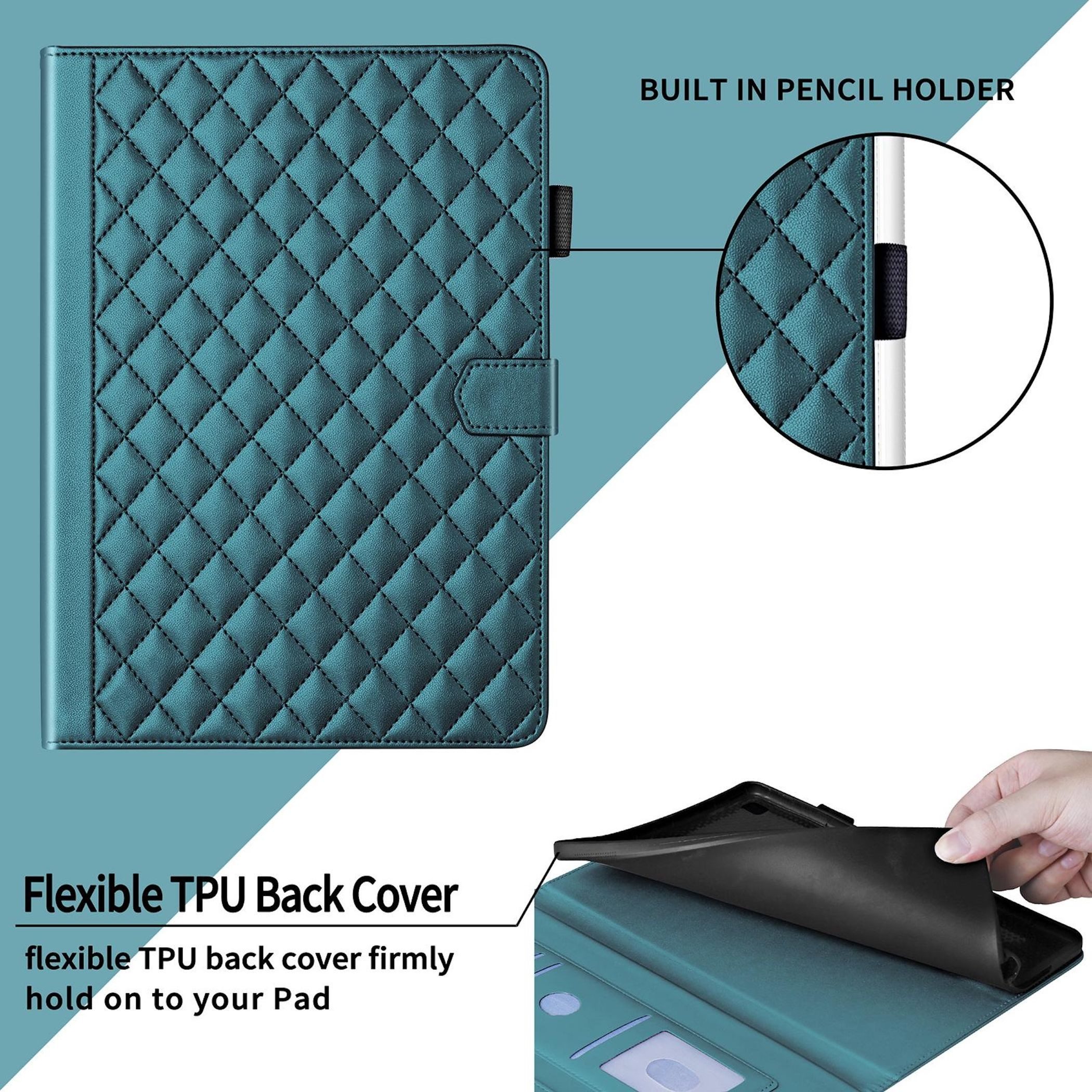 Wigento Tablet-Hülle Für Samsung Galaxy Tab S10 FE Plus Rhombus Kunstleder Hülle Grün, Kunstlederhülle mit Rhombus-Textur und Standfunktion