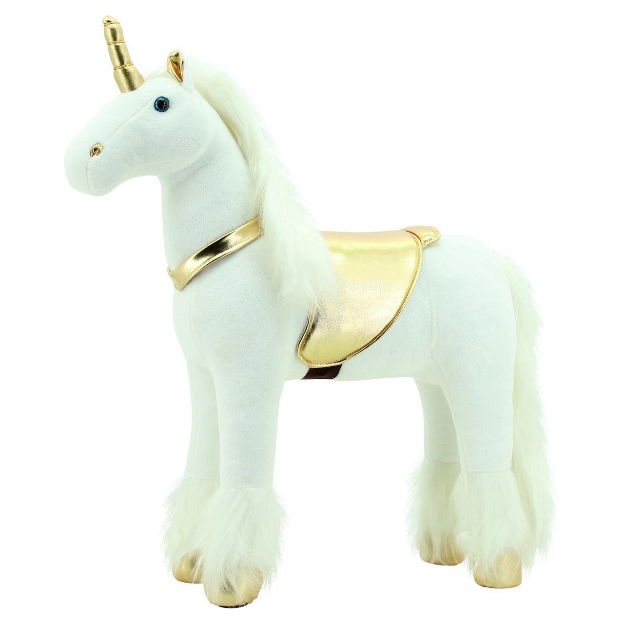Sweety-Toys Stehpferd Sweety Toys 11292 Stehpferd Einhorn 80 cm mit Stahlunterbau in weiß