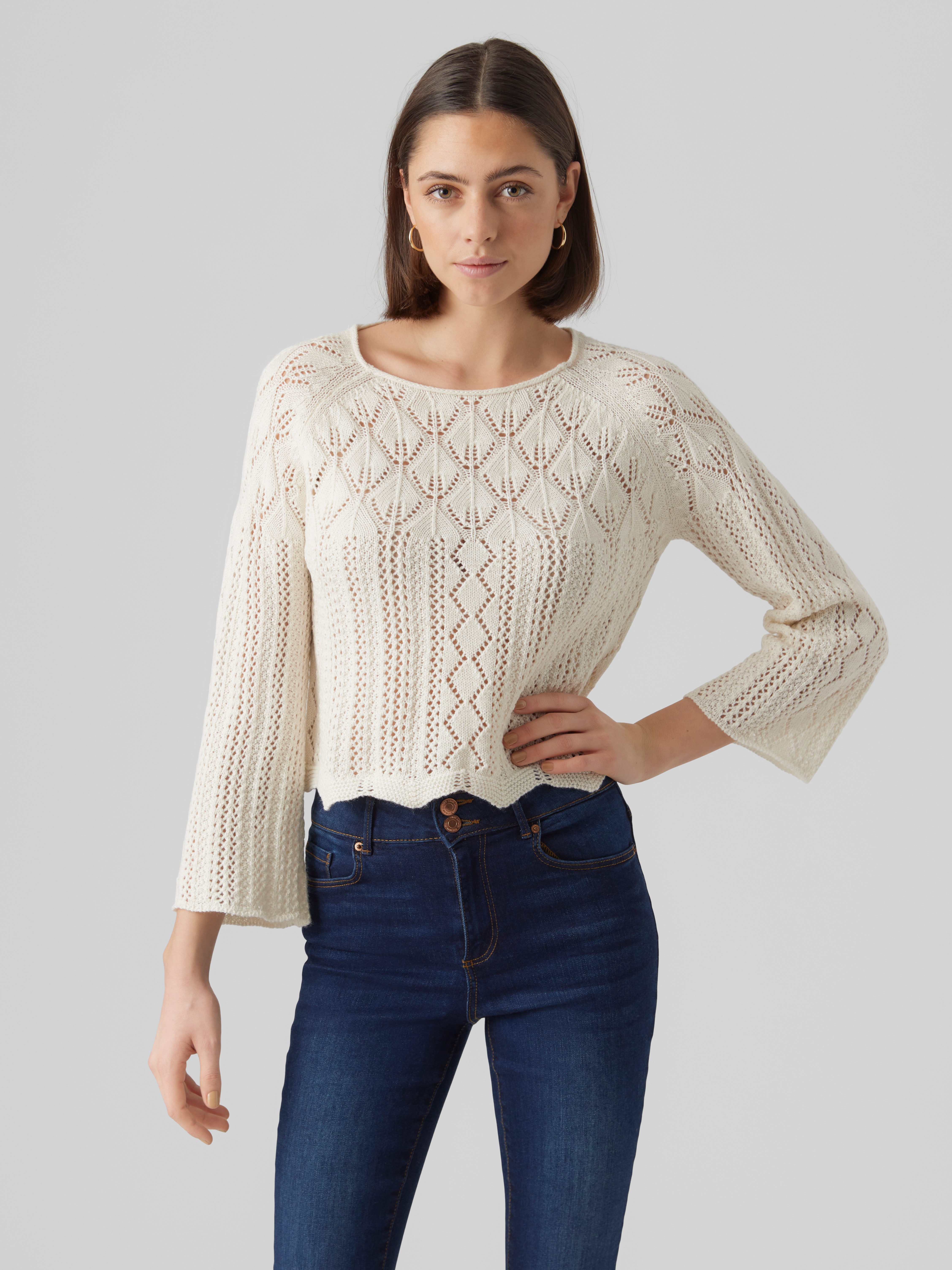 Vero Moda В'язані светри VMGINGER 3/4 BOATNECK PULLOVER GA NOOS im femininen, wunderschönen Jacquard-Strickmuster