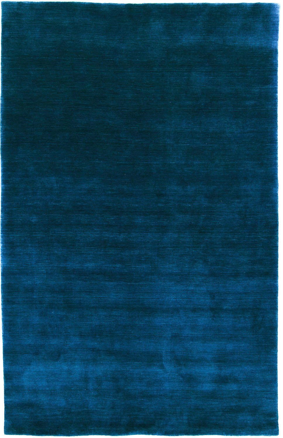 TEPPSTAR, morgenland, Schurwolle, rechteckig, uni, LORIBAFT Wollteppich mm, Höhe: reine blau Wohnzimmer 15
