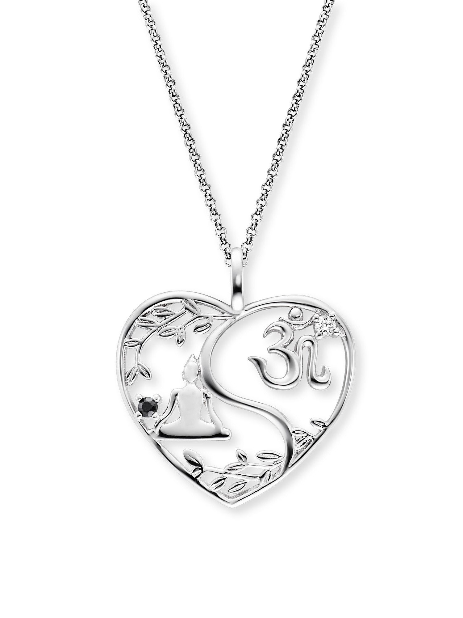 Kette mit Anhänger Yin Yang Herz Balance Buddha und Om