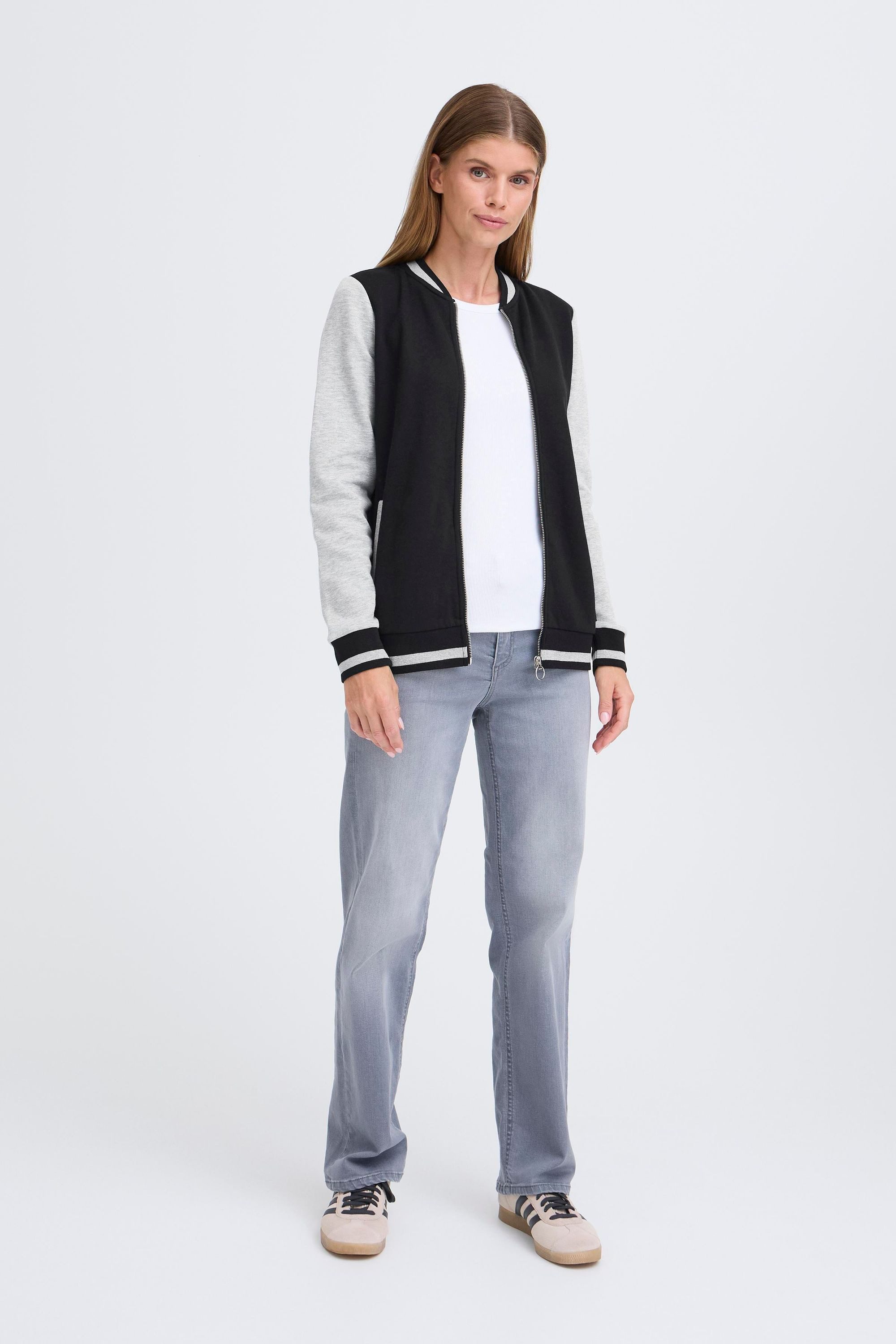 OXMO Sweatjacke OXOnana Lässige Sweatjacke im College-Style