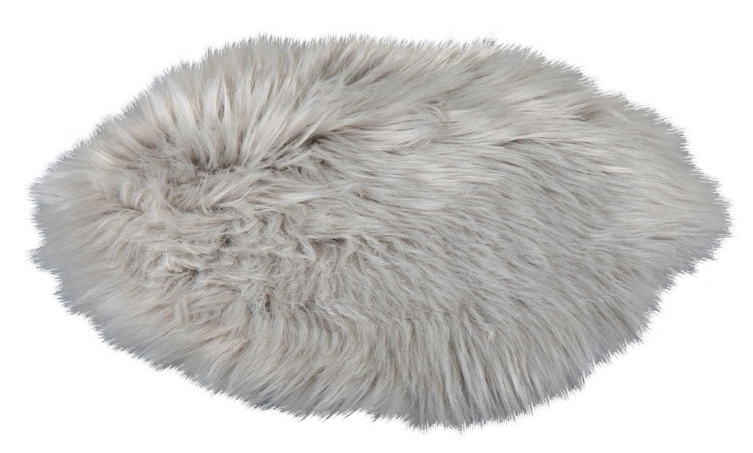 Fellteppich Deko-Fell FUR, Grau, Ø 32 cm, Kunstfell, rund