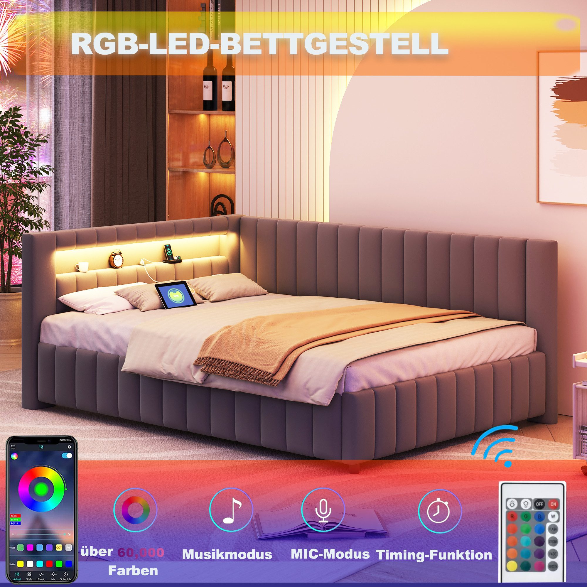 MODFU Polsterbett Daybett Tagesbett Polsterbett Doppelbett Kinderbett Gäste günstig online kaufen