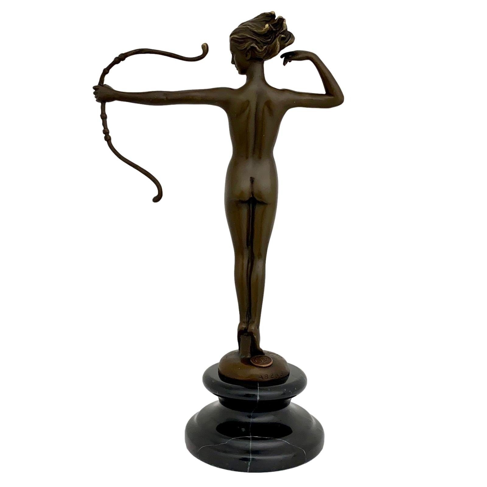 Bronze Figur Antik-Stil Bronzefigur Statue Aubaho Diana Bogen Bronzeskulptur Skulptur