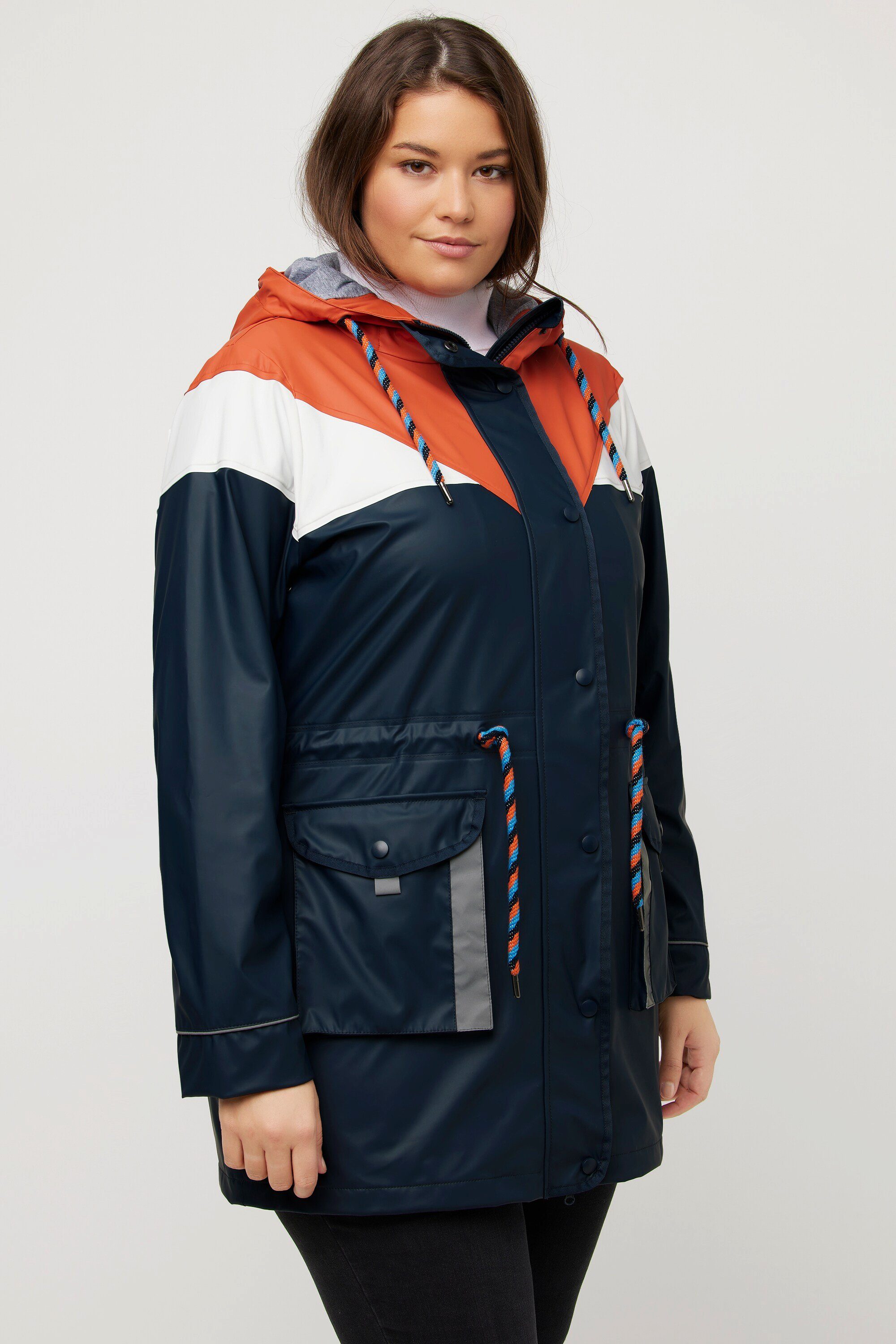 Ulla Popken Funktionsjacke HYPRAR Friesenjacke Colorblocking Kapuze Tunnelzug