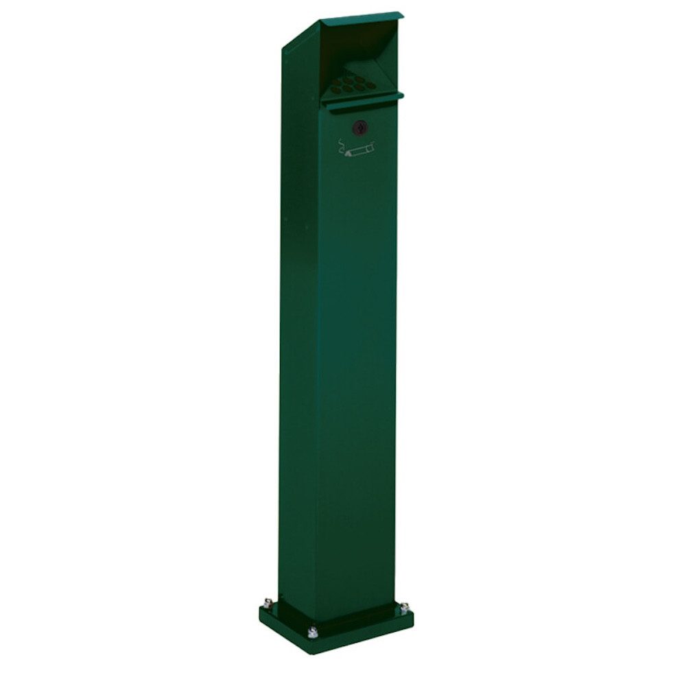 PROREGAL® Aschenbecher Robuster Ascher Standsäule Schloss und Bodenplatte 2L 115x18x15cm Grün