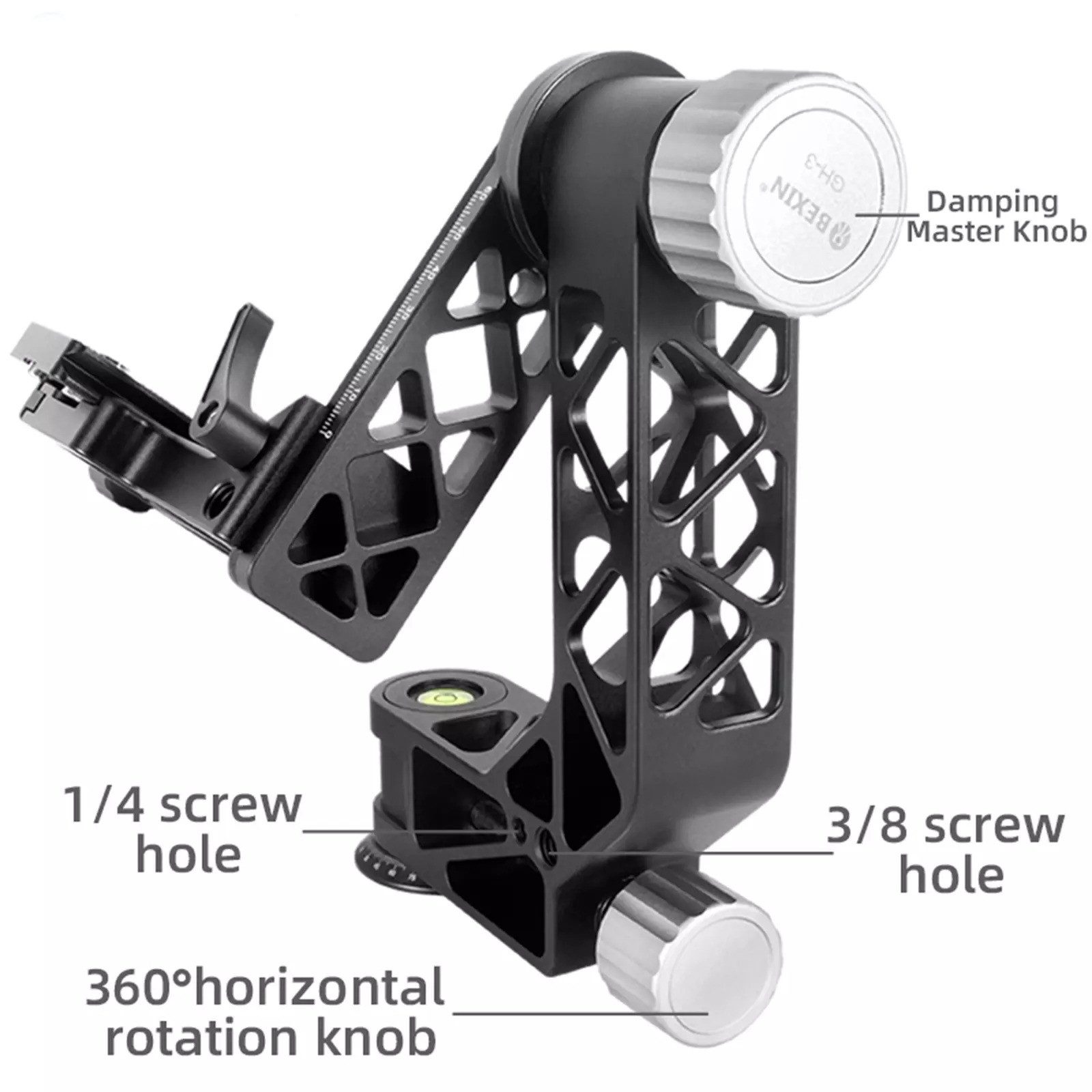 BEXIN 720° Panorama Gimbal Stativkopf mit Schnellverschlussvorrichtung Kamerastativ