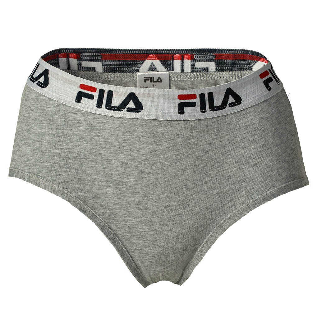 Damen - Slip, Logo-Bund, Fila Panty Pack Schwarz/Grau 4er Hipster Cotton